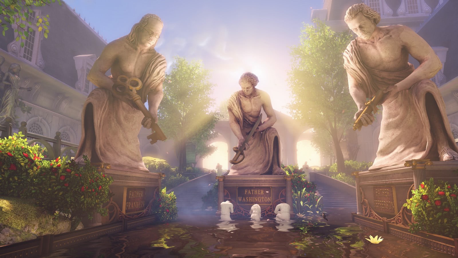 Statues of Father Franklin and Father Washington in Columbia from BioShock Infinite HD Wallpaper