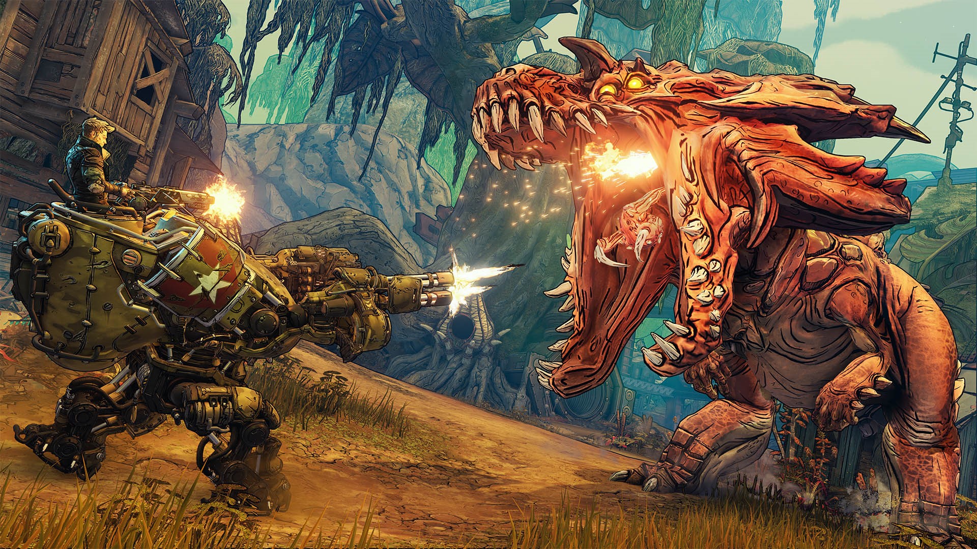 Borderlands 3: Mech vs. Dragon Battle HD Wallpaper
