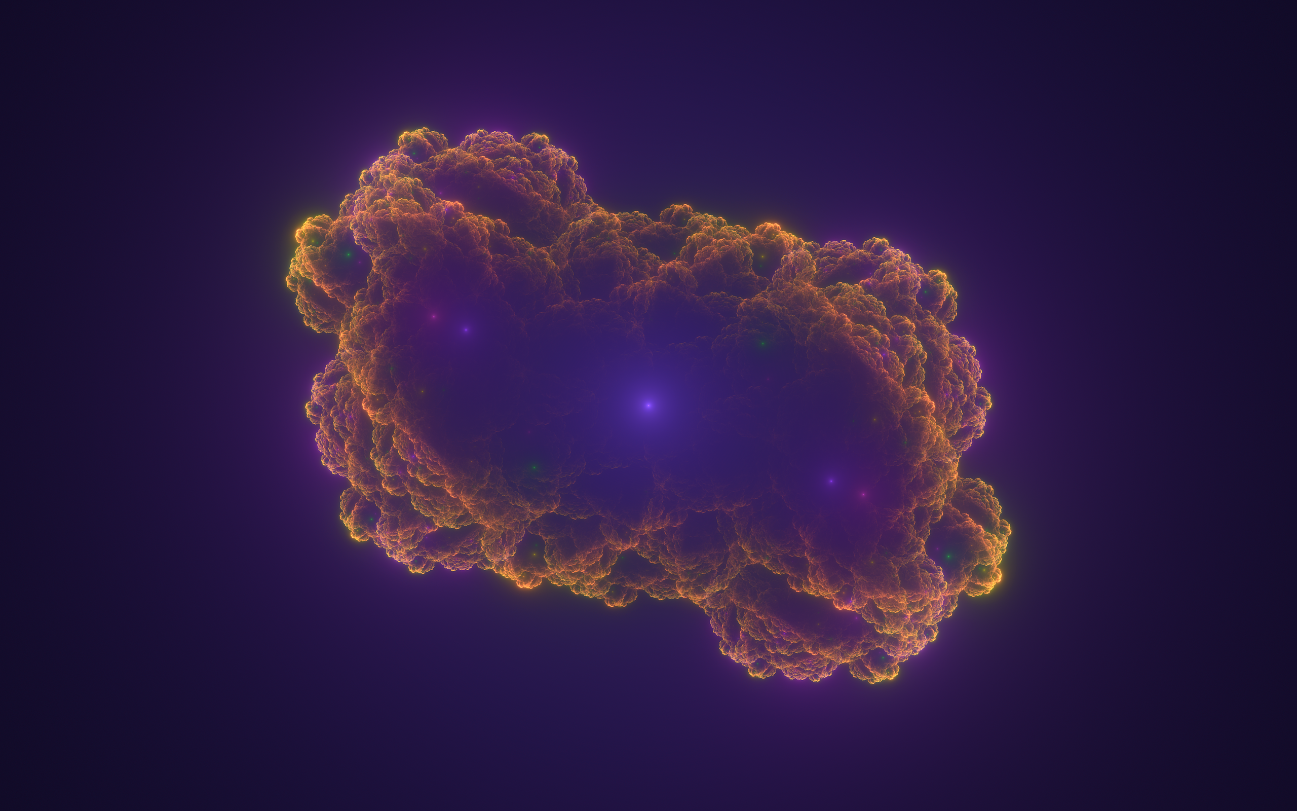 Abstract fractal cloud with purple and orange hues HD Wallpaper
