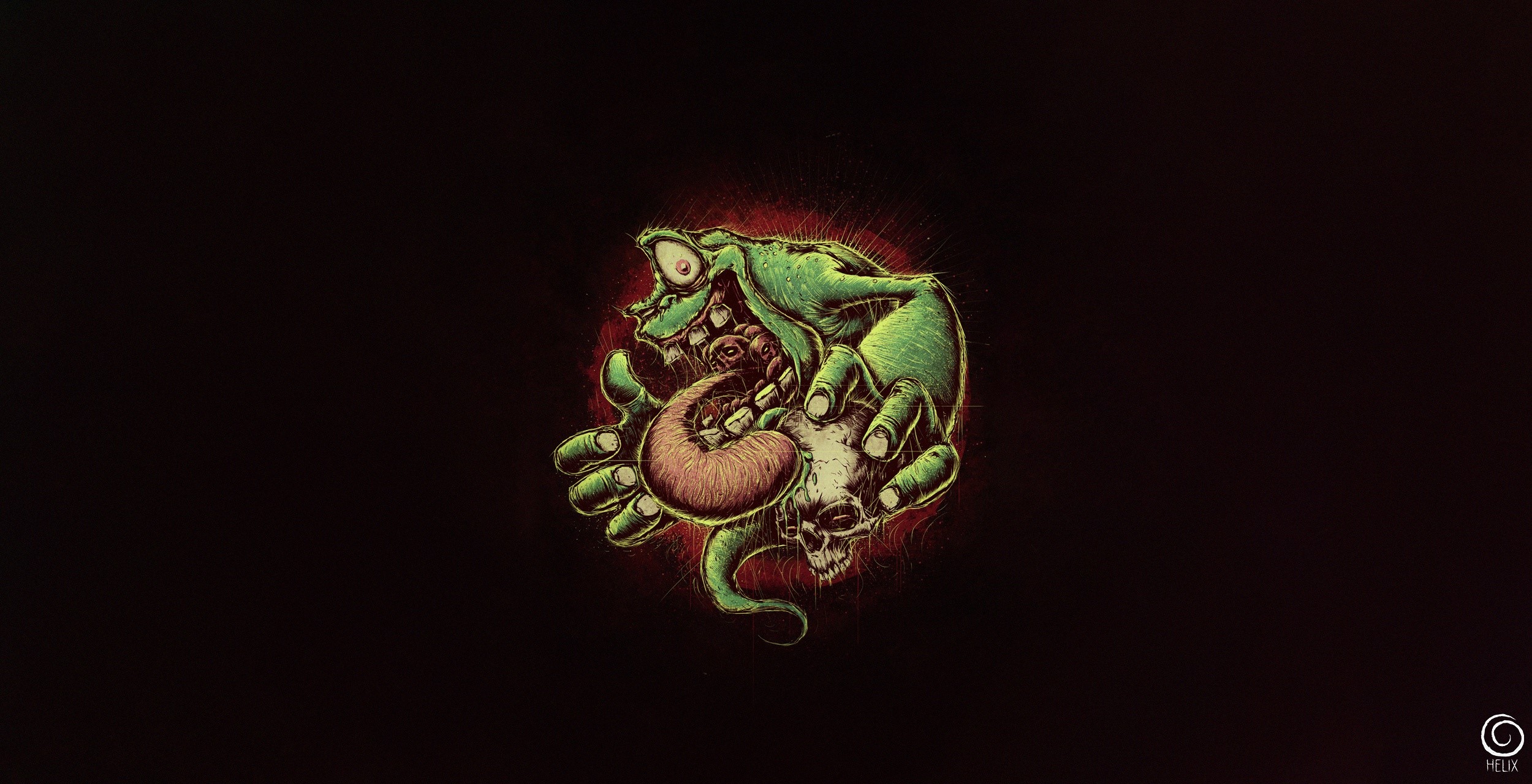 Green monster holding a skull HD Wallpaper