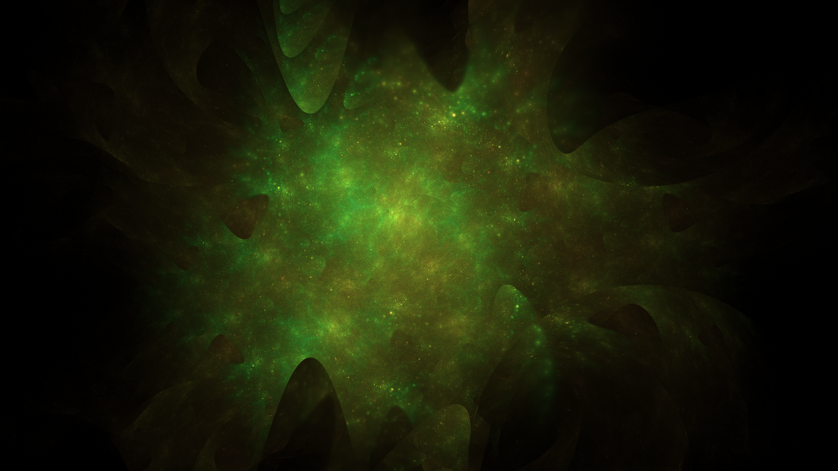 Abstract green and yellow fractal nebula HD Wallpaper