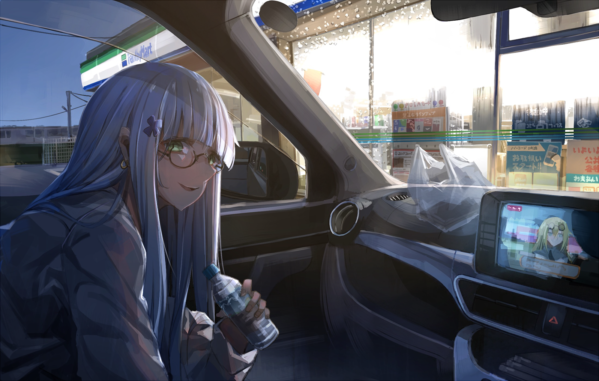 HK416 from Girls Frontline in a car HD Wallpaper