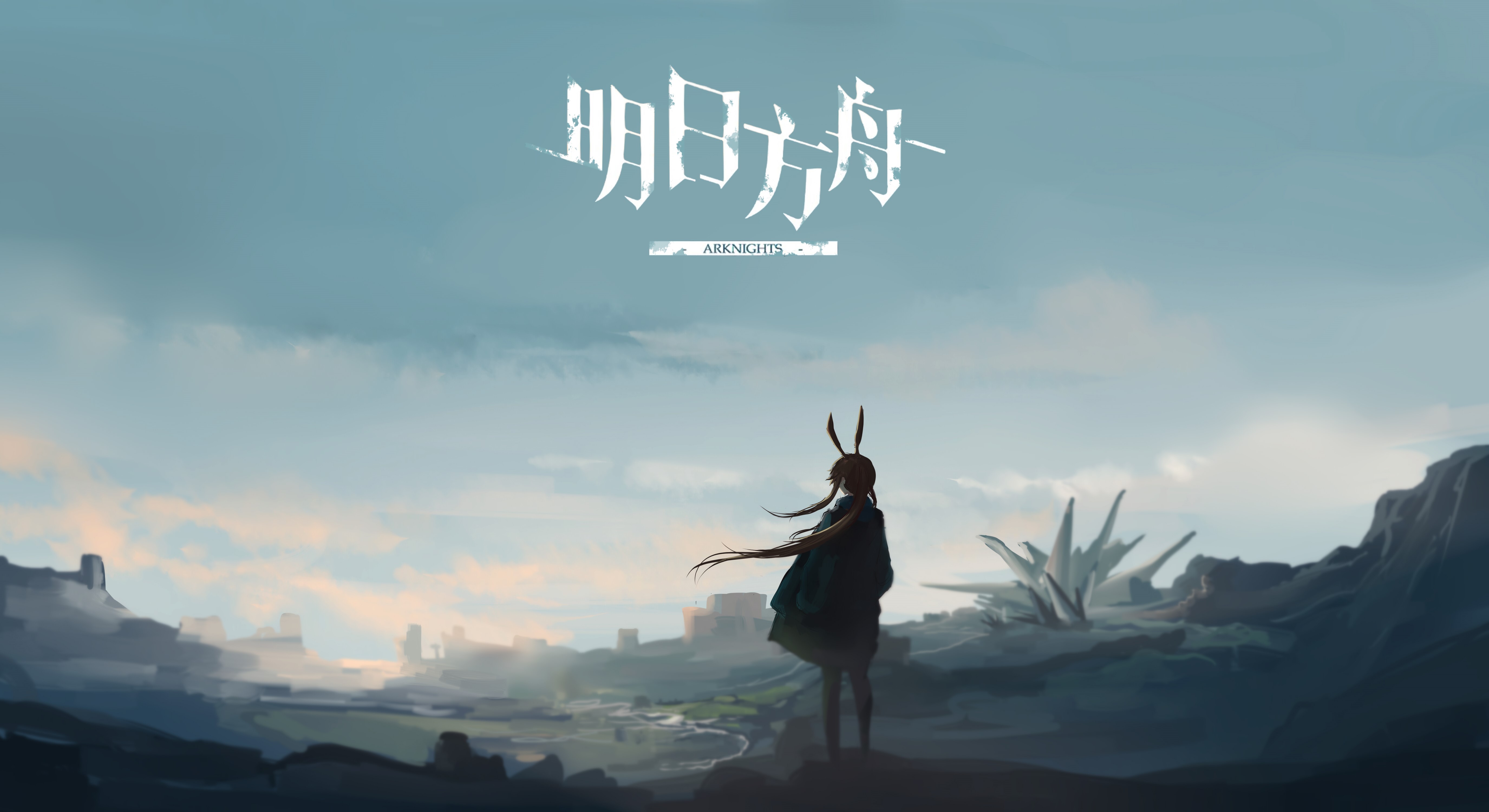 Arknights anime girl in a landscape HD Wallpaper