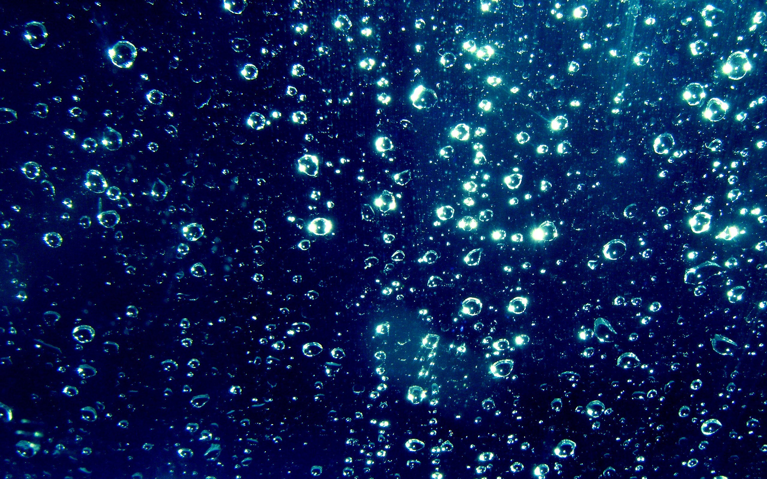 Blue digital art with water droplets HD Wallpaper