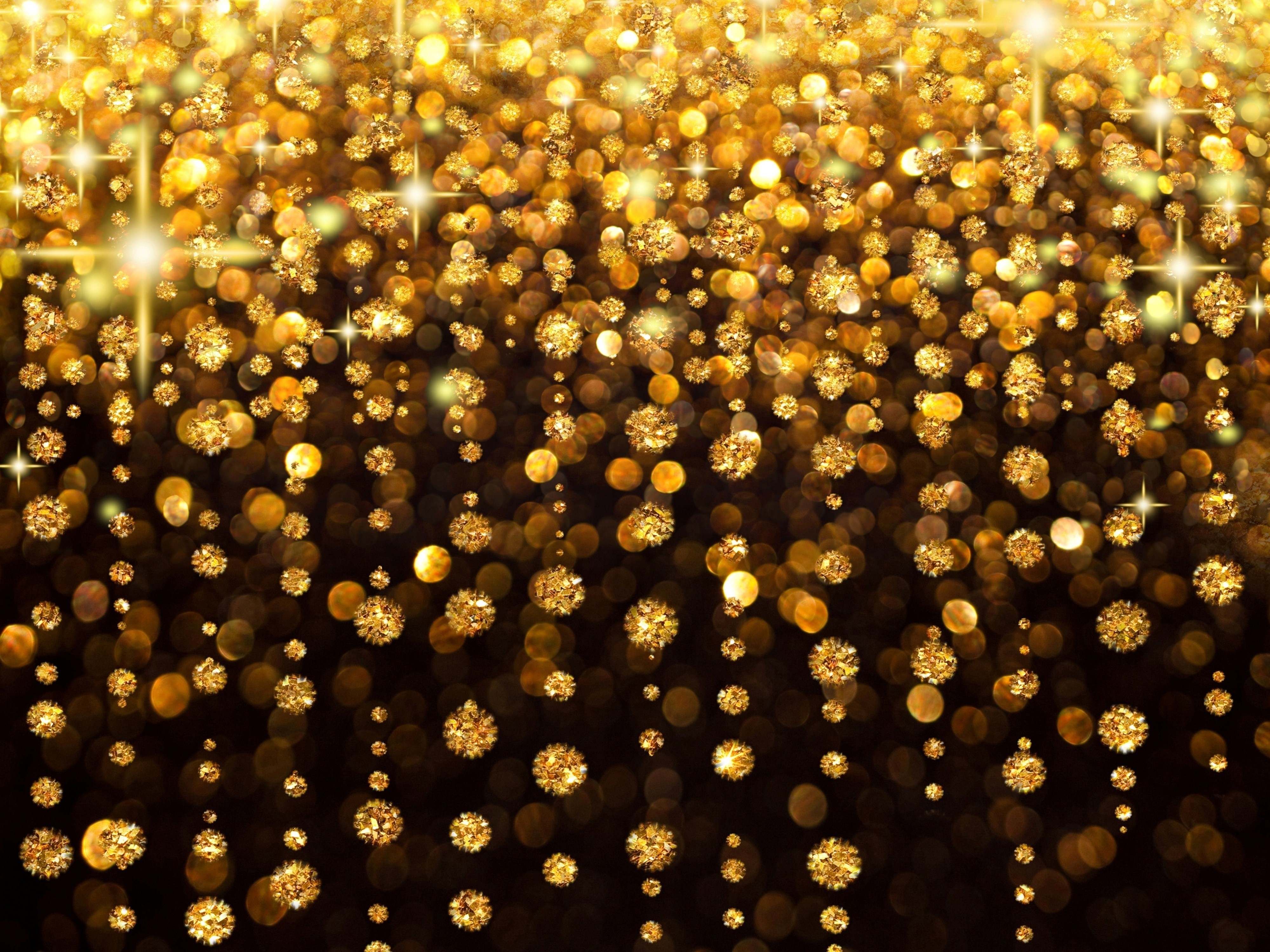 Gold glitter and bokeh digital art HD Wallpaper
