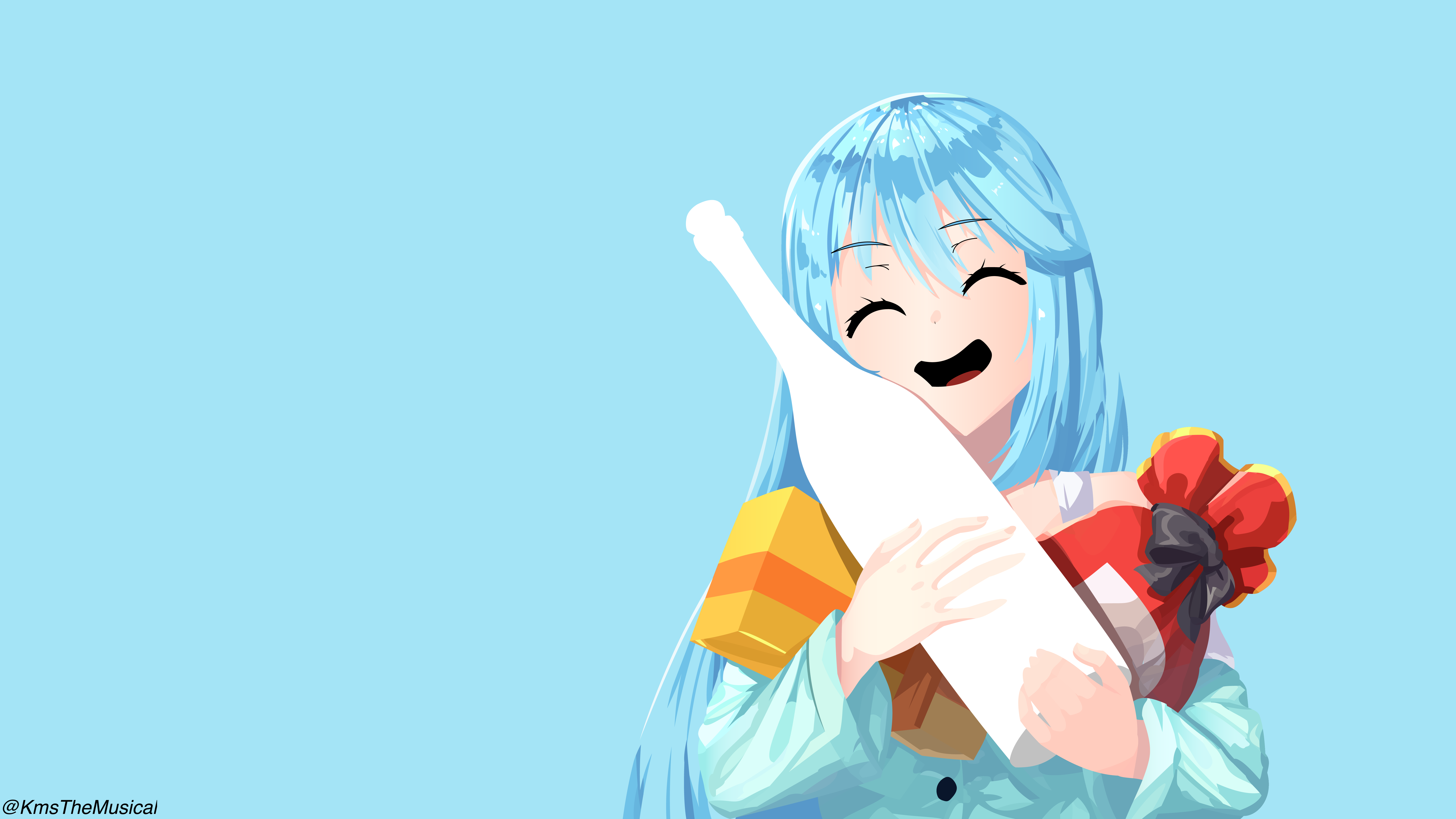 Aqua from KonoSuba holding gifts HD Wallpaper