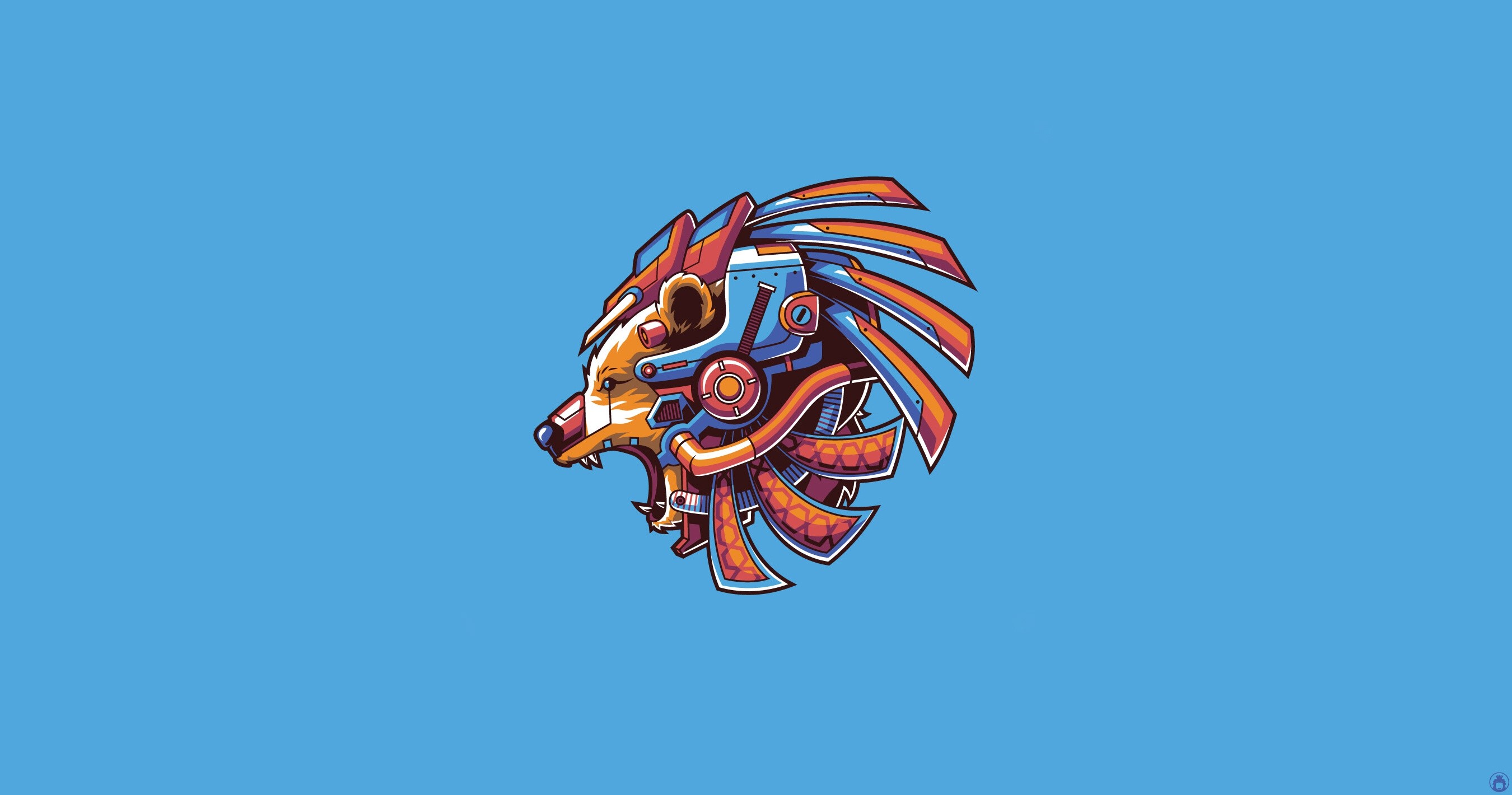 Mechanical Bear Head Artwork HD Wallpaper
