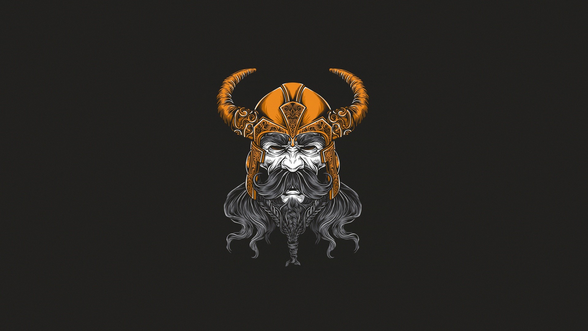 Viking warrior with horned helmet artwork HD Wallpaper