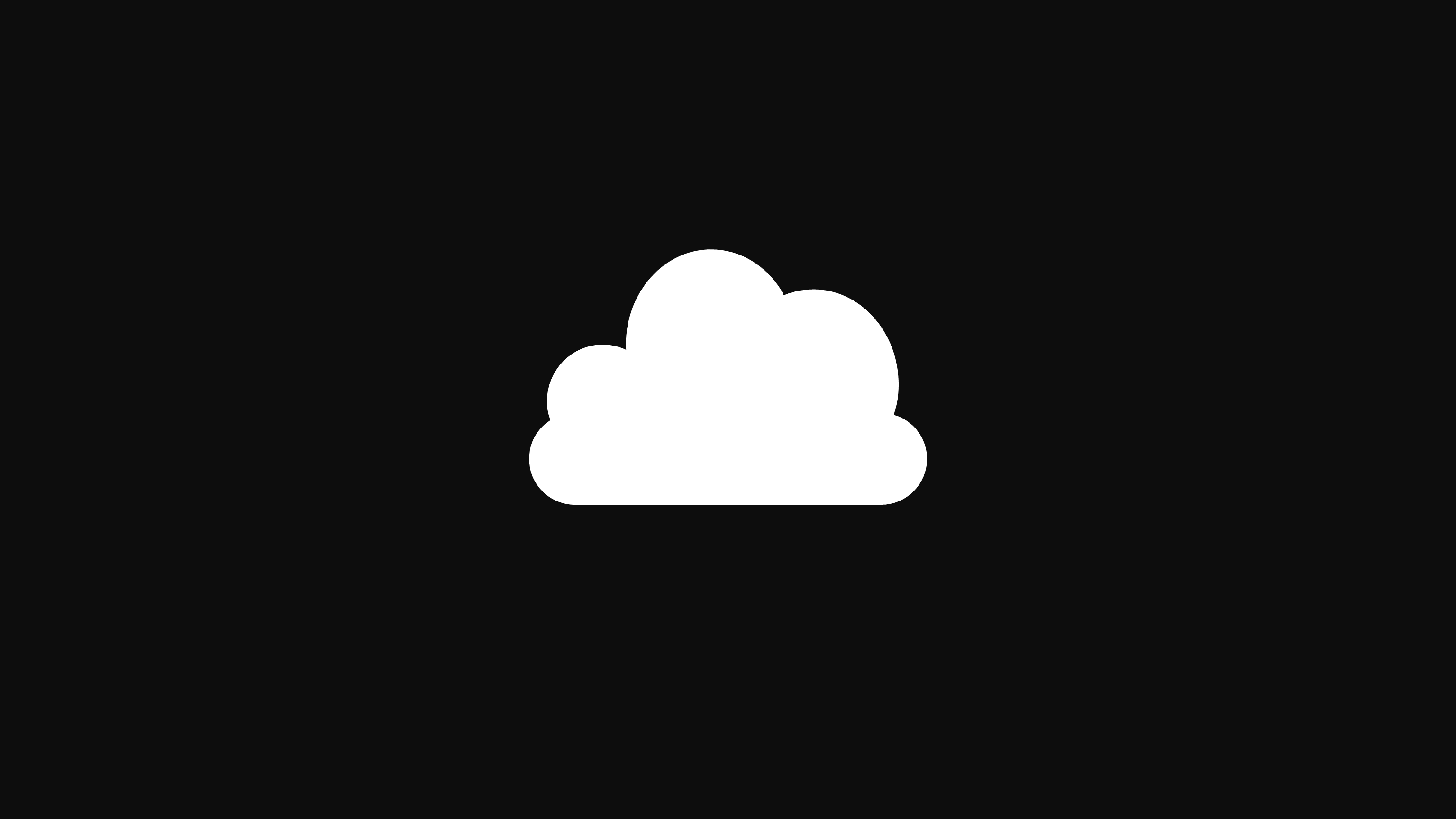 White cloud icon on black background HD Wallpaper