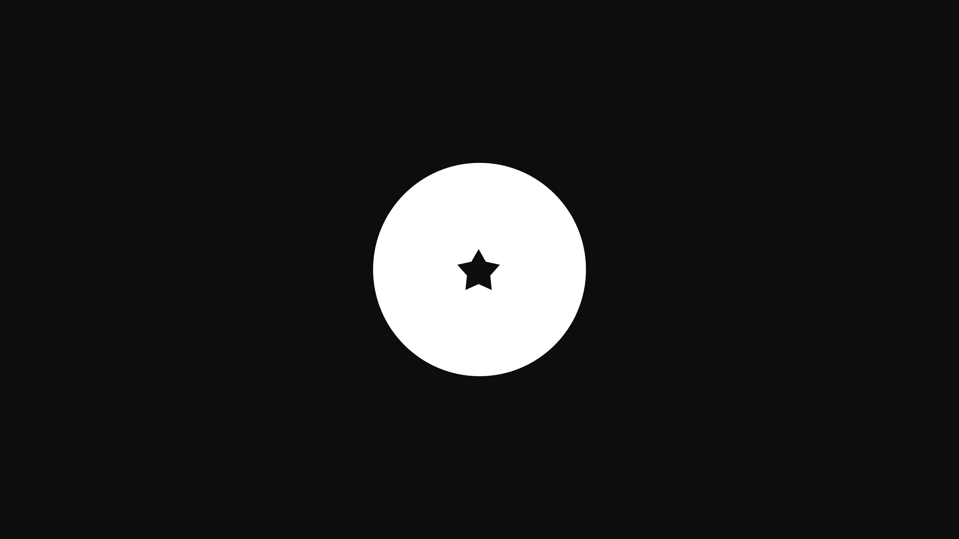 White circle with a black star on a black background HD Wallpaper