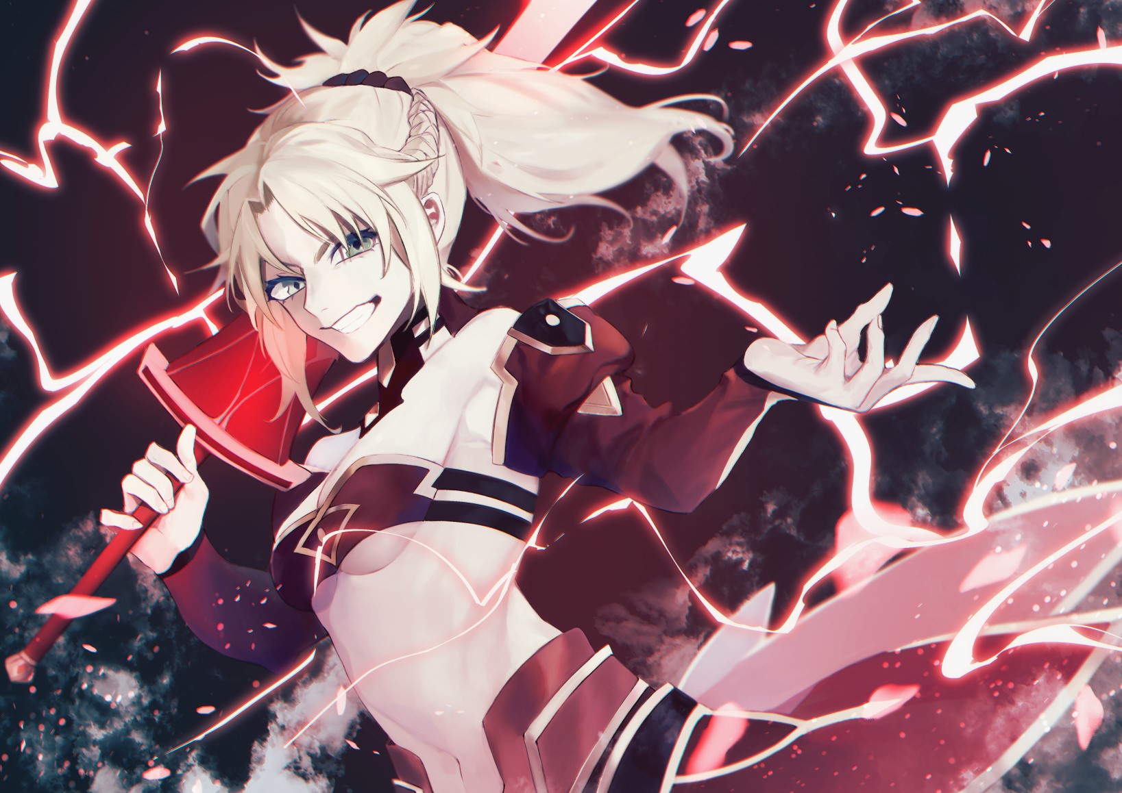 Mordred from Fate Series with red energy HD Wallpaper