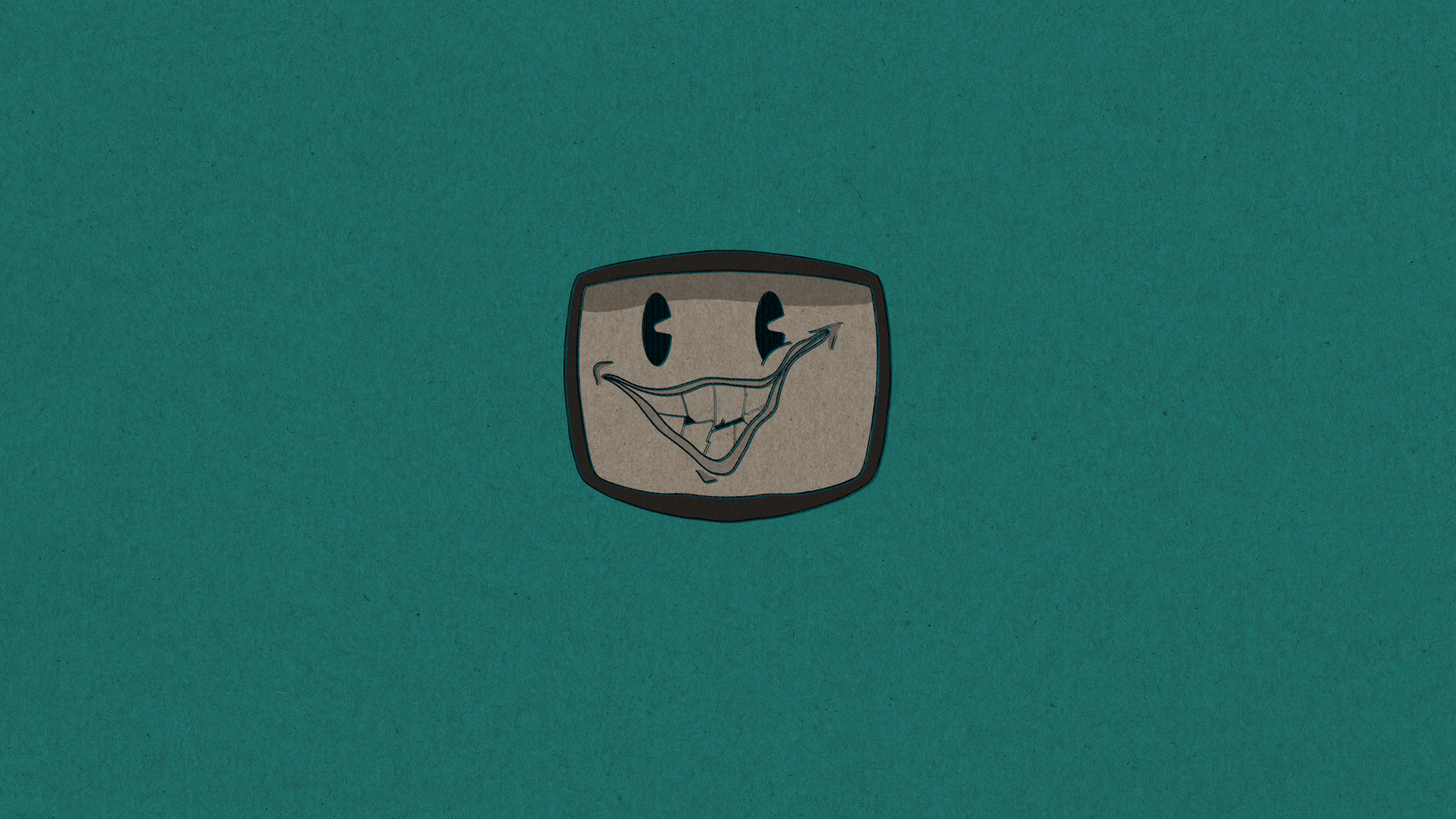 Cartoon TV with a smiling face on a teal background HD Wallpaper