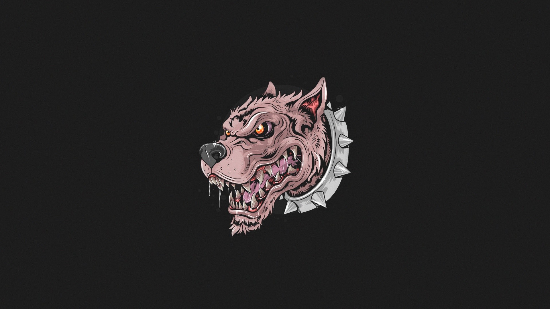 Aggressive dog head with spiked collar HD Wallpaper