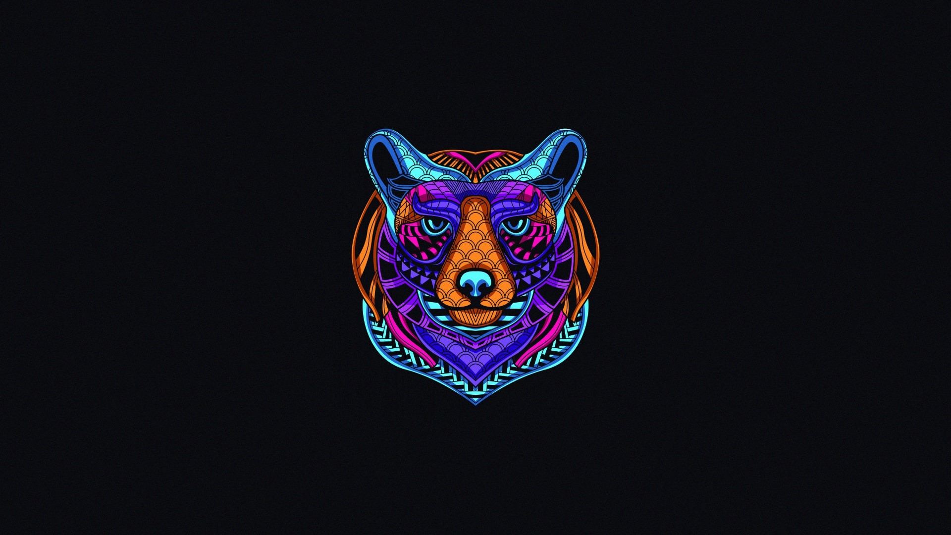 Colorful abstract bear head illustration HD Wallpaper