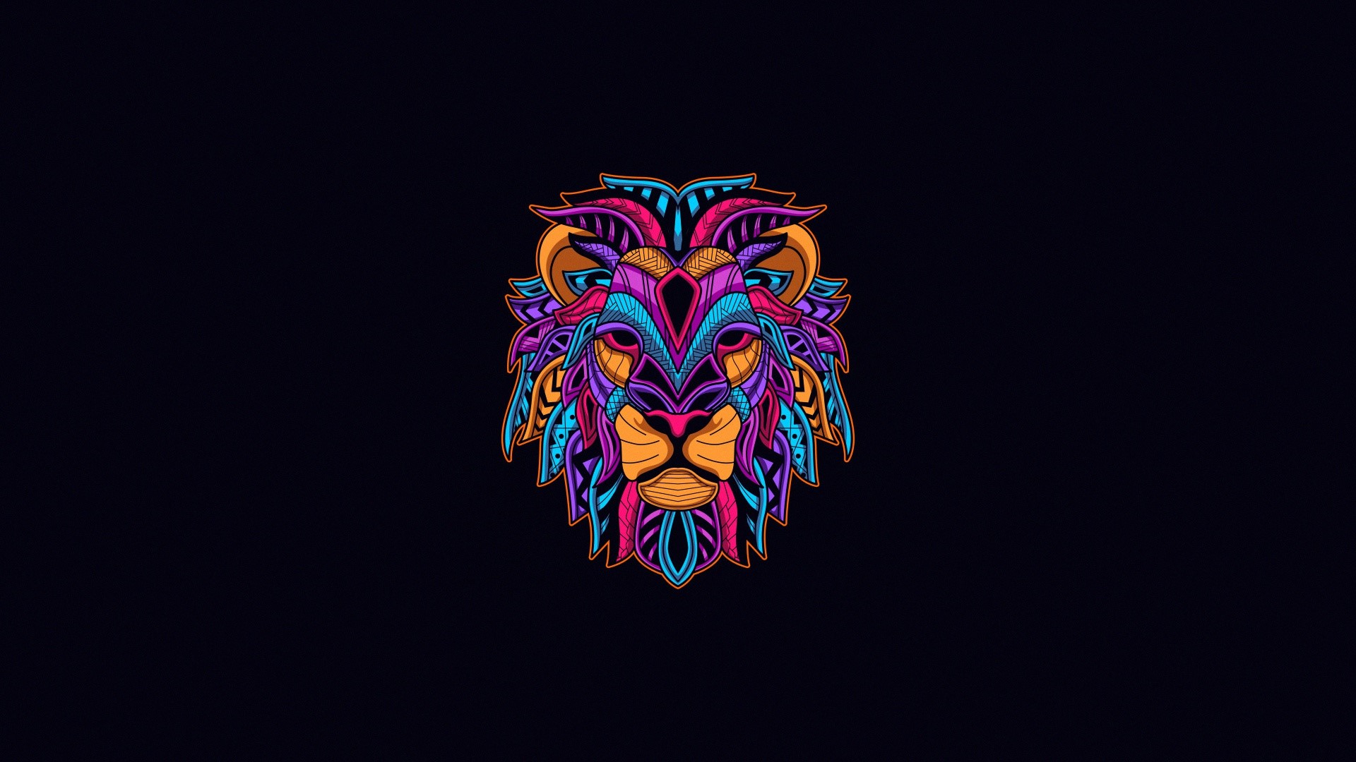 Colorful abstract lion head illustration HD Wallpaper