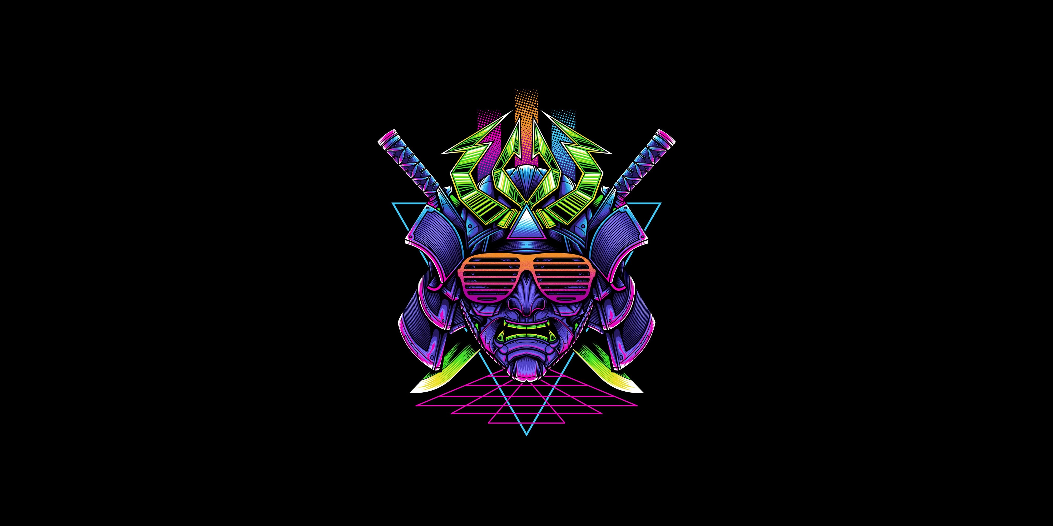 Neon Samurai Artwork HD Wallpaper
