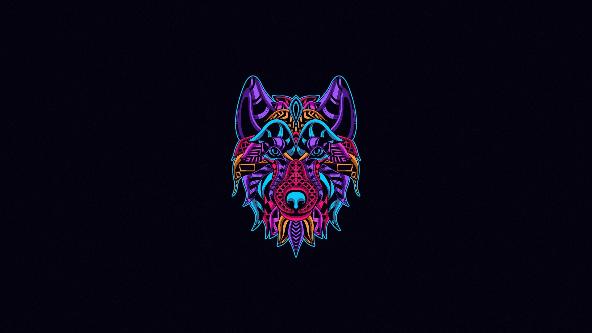 Colorful abstract wolf head artwork HD Wallpaper