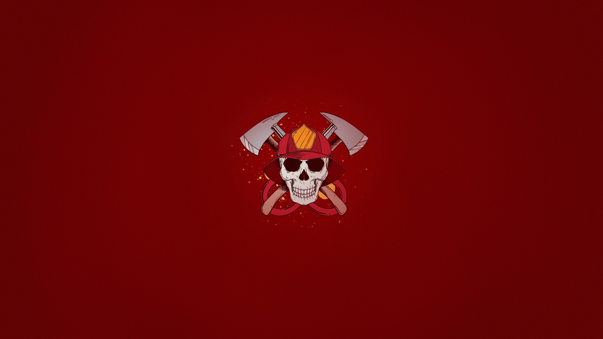 Skull with firefighter helmet and axes HD Wallpaper