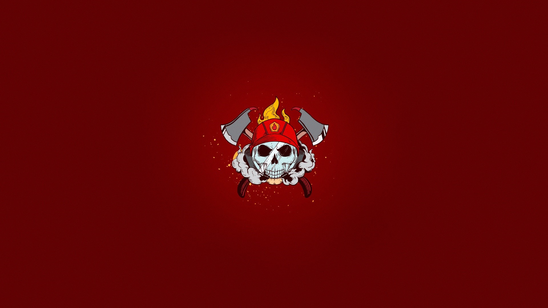 Skull with Firefighter Helmet and Axes HD Wallpaper