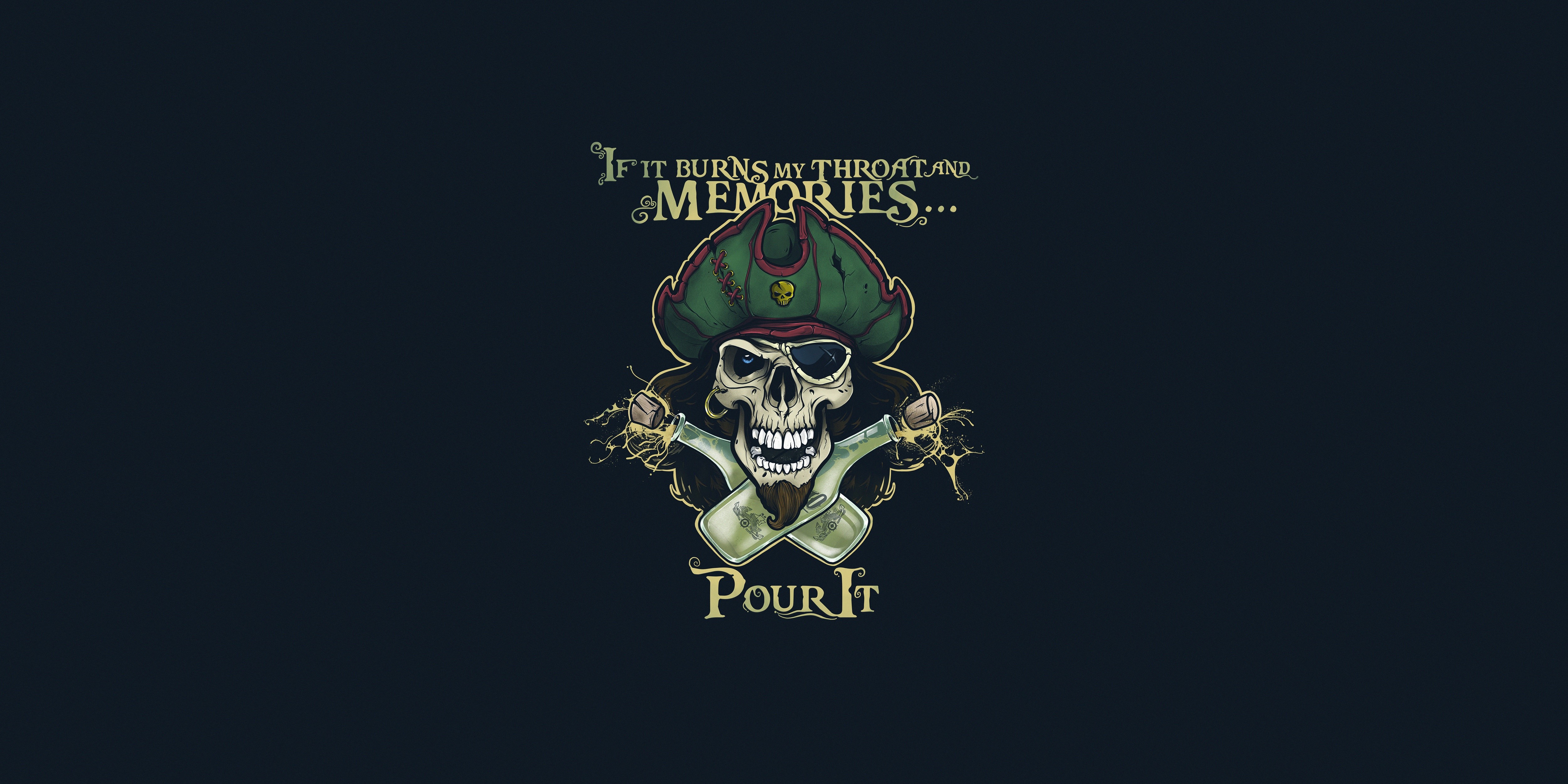 Pirate Skull with Bottles and Quote HD Wallpaper