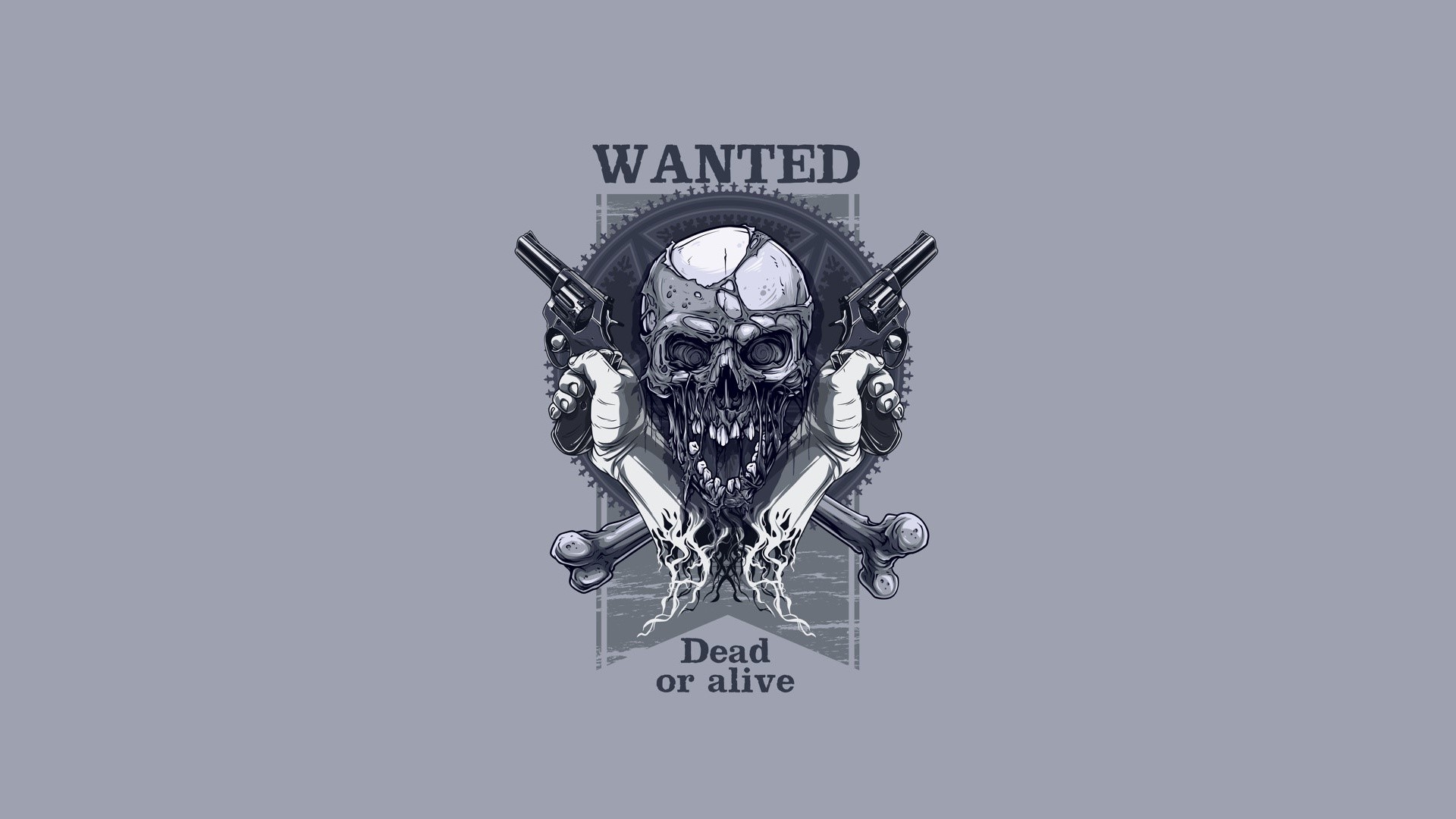 Wanted Skull with Guns and Bones HD Wallpaper