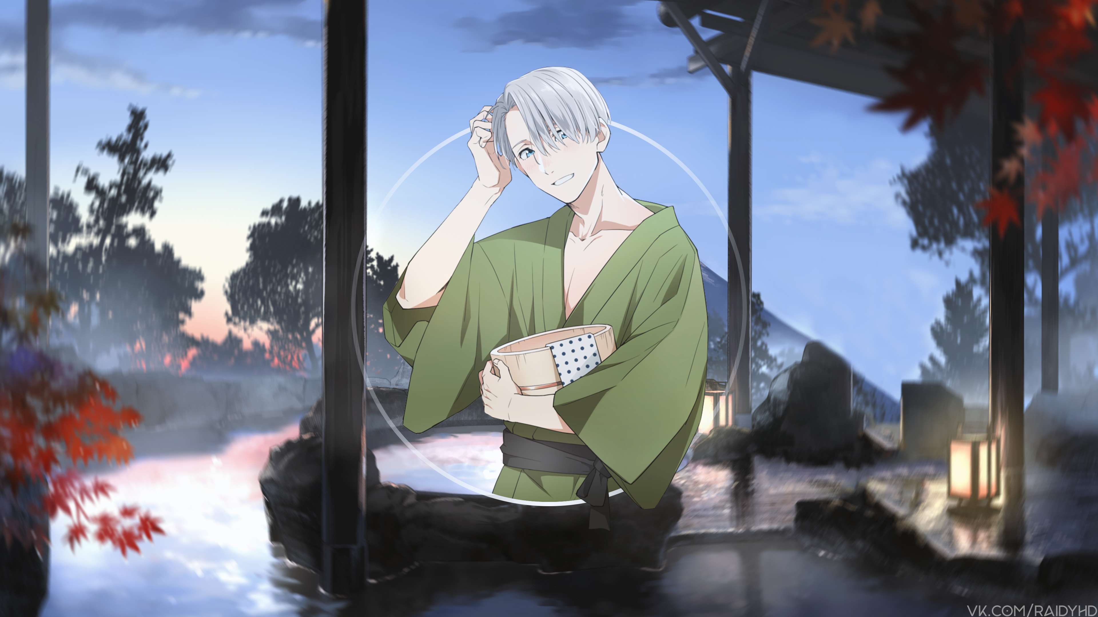 Victor Nikiforov from Yuri on Ice in a hot spring HD Wallpaper