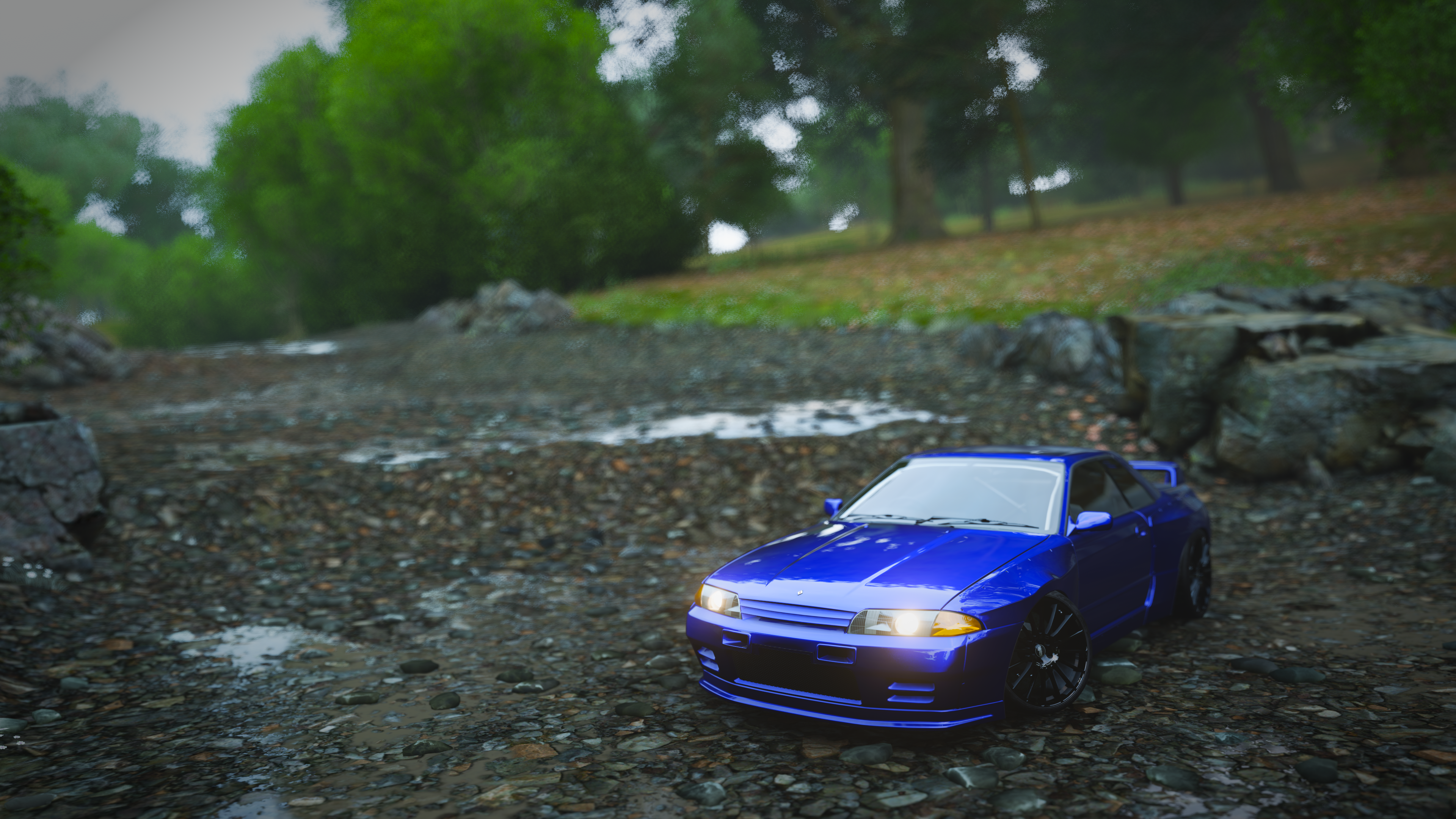 Blue Nissan Skyline R32 GT-R in Forza Horizon 4 HD Wallpaper