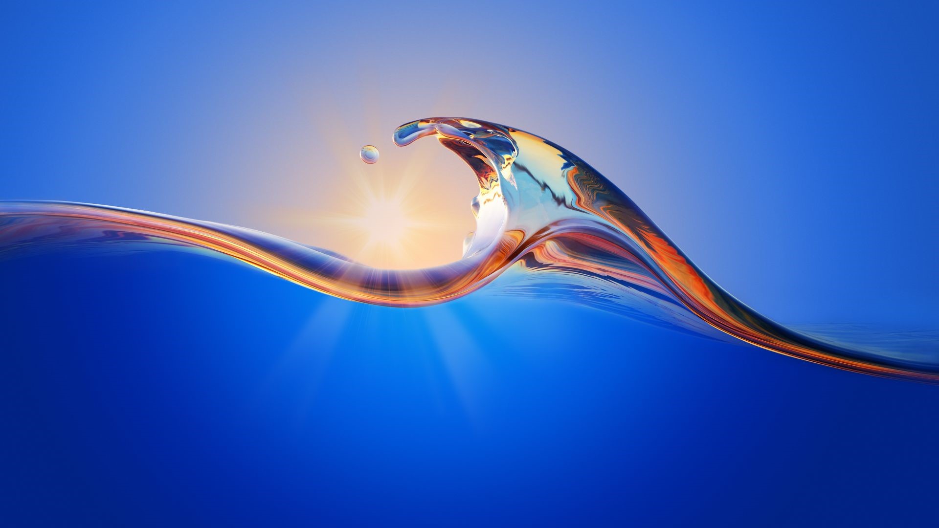 Abstract wave with sun and water drop HD Wallpaper