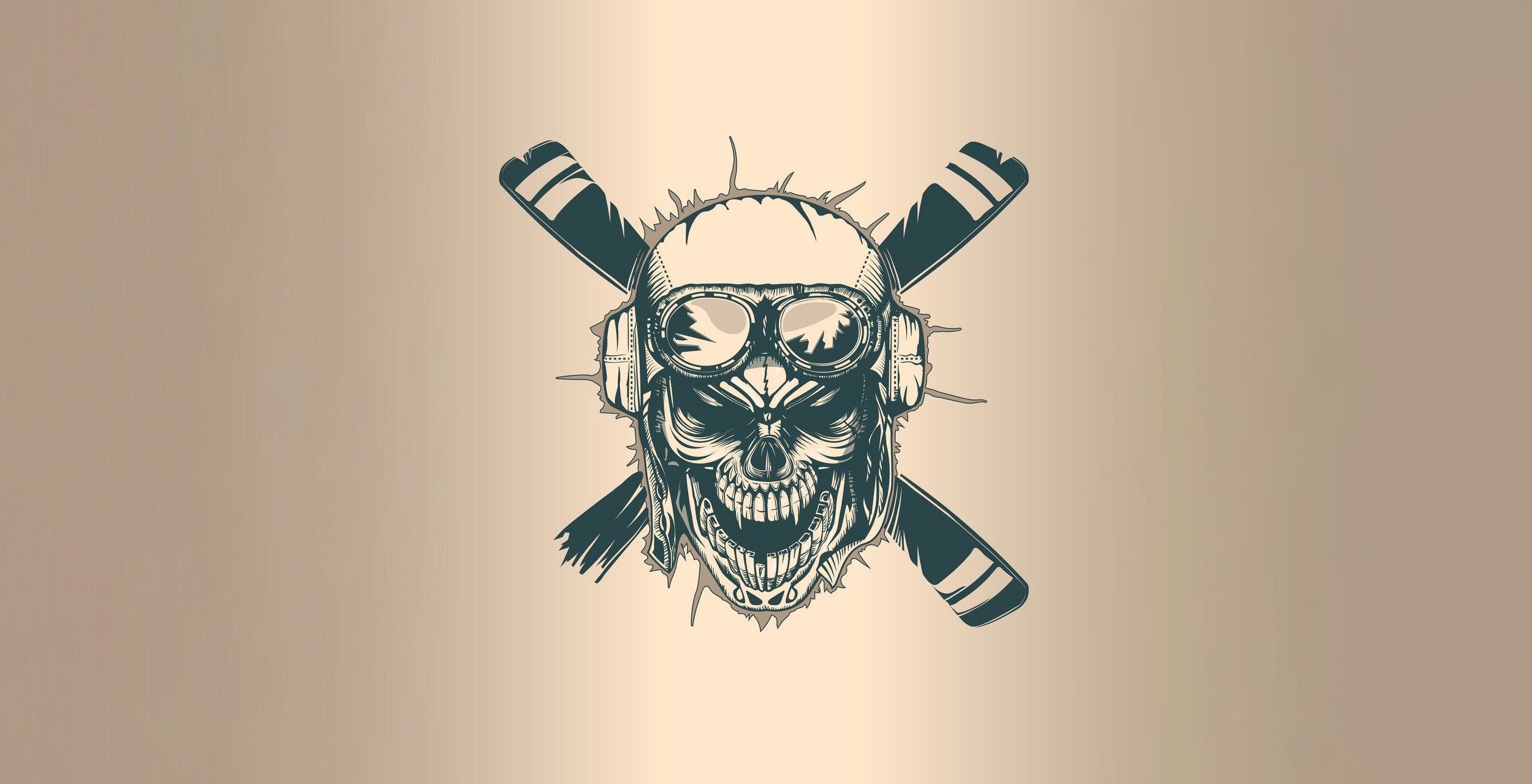 Skull with Goggles and Crossed Sticks Artwork HD Wallpaper