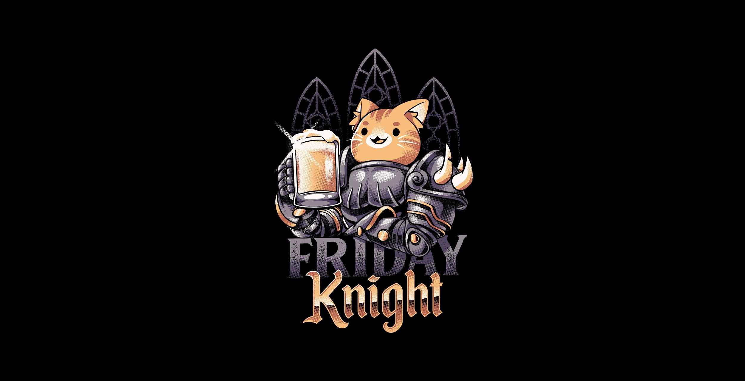 Friday Knight cat knight holding a beer HD Wallpaper