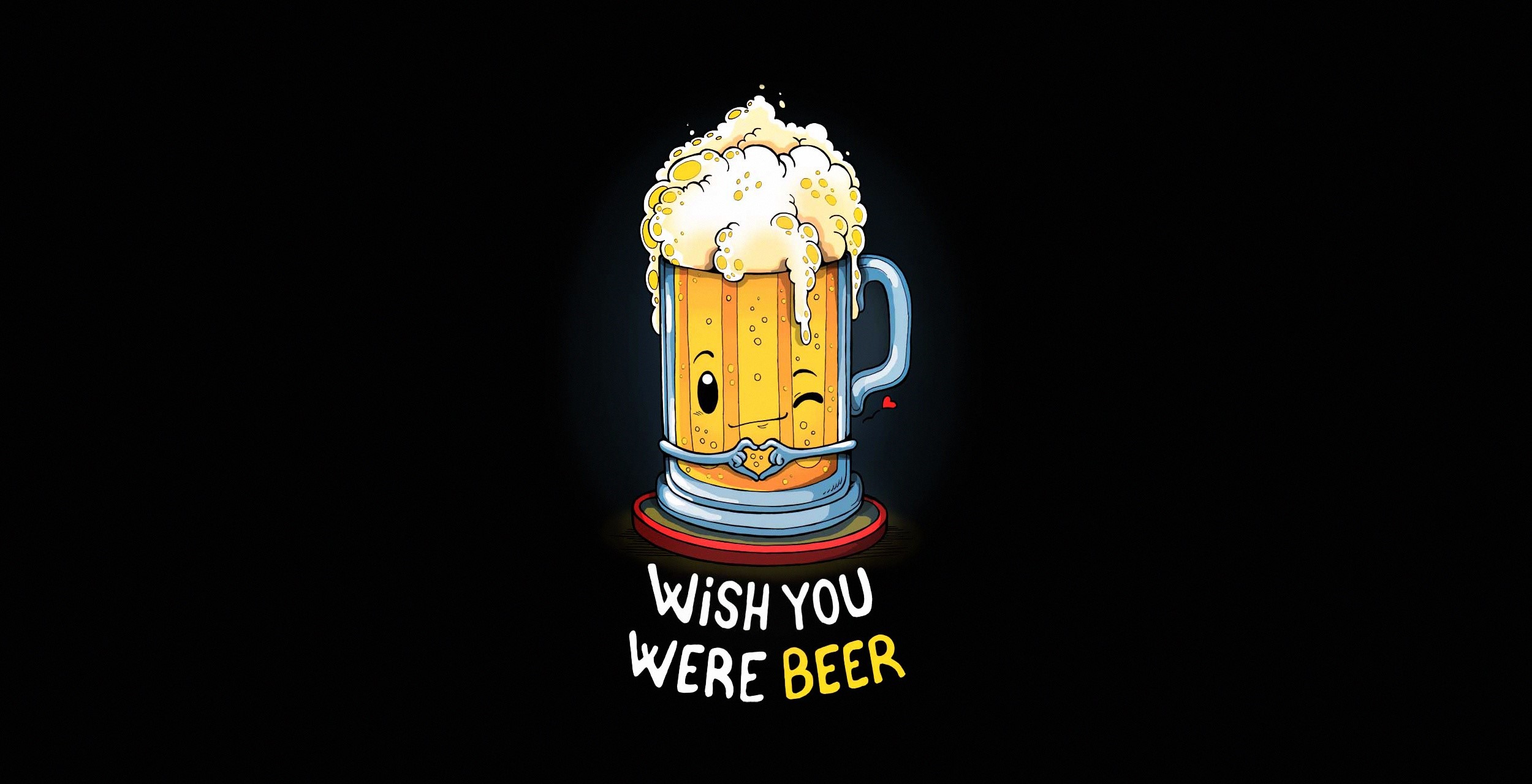 Beer mug with text 'Wish You Were Beer' HD Wallpaper