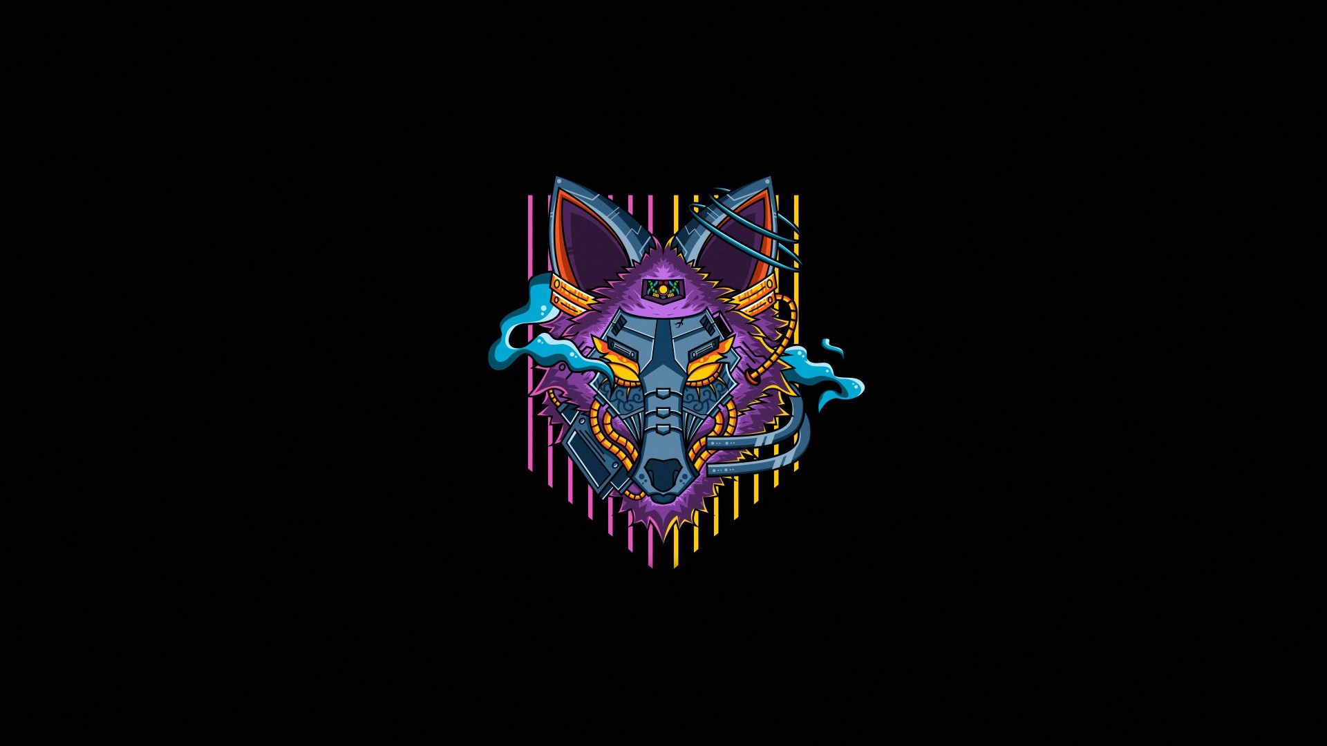 Cyberpunk wolf head artwork HD Wallpaper