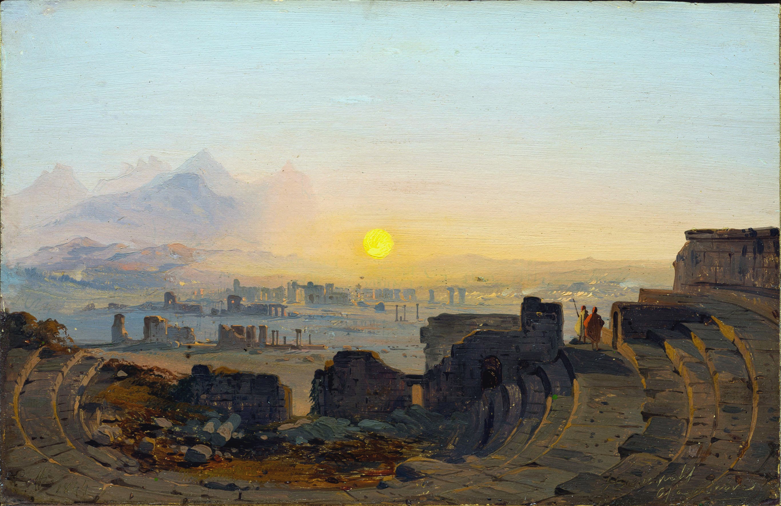 Ruins of Hierapolis at sunset by Ippolito Caffi HD Wallpaper