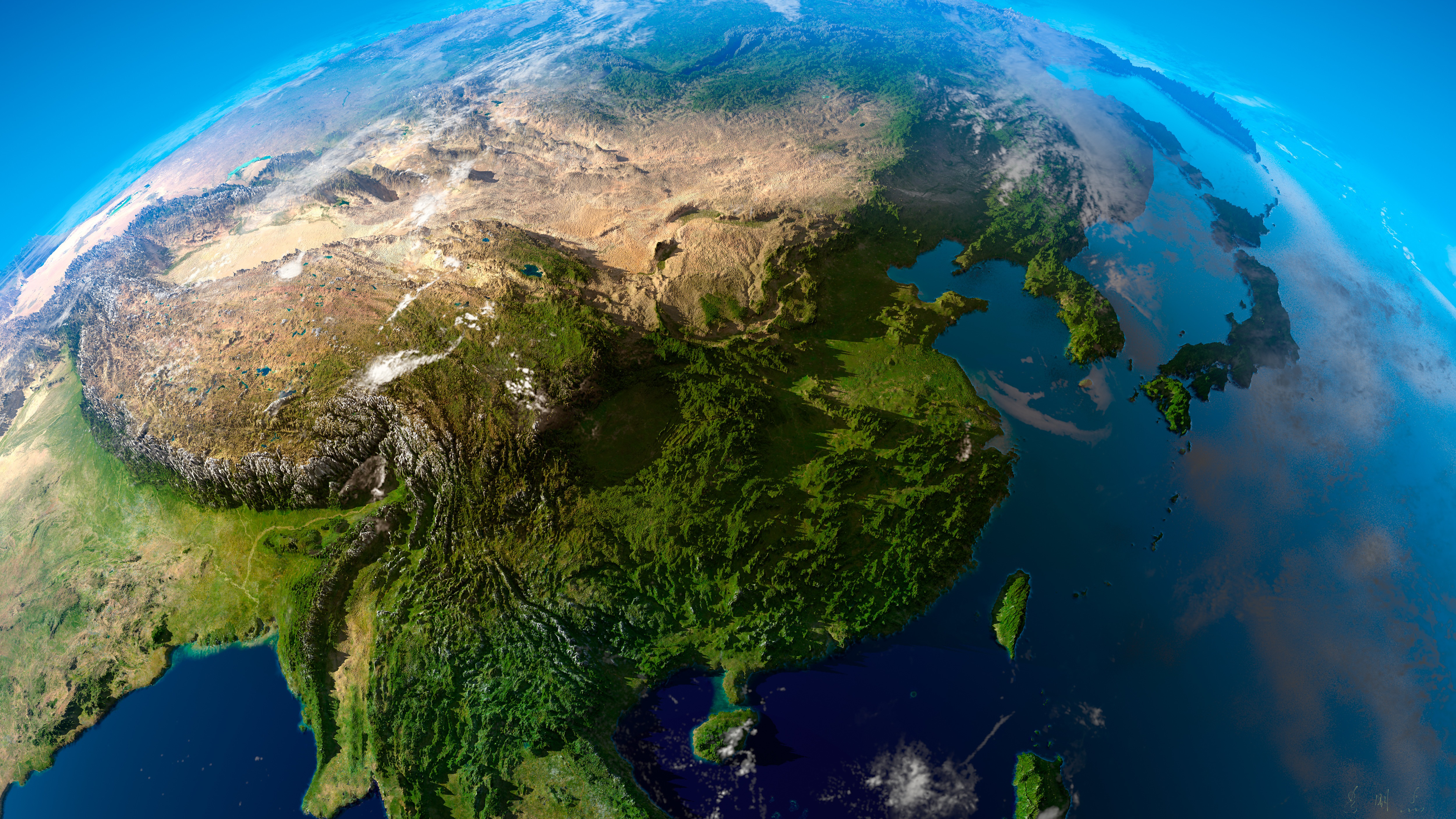 4K Earth Topography Map of Asia HD Wallpaper