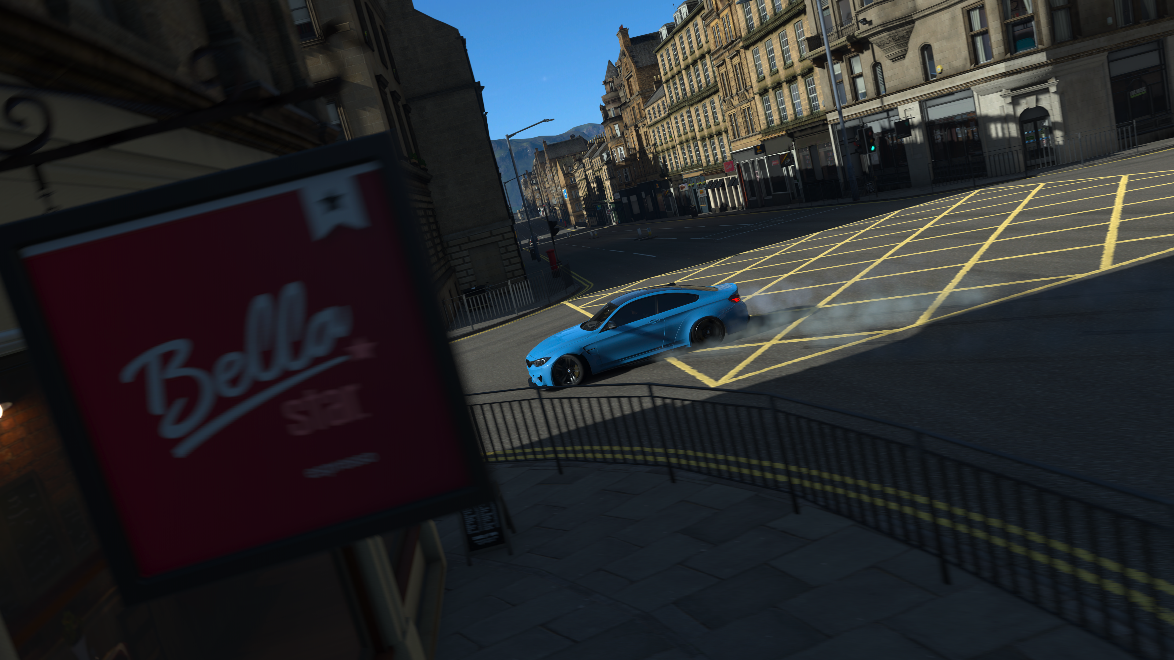 Blue car drifting in Forza Horizon 4 HD Wallpaper