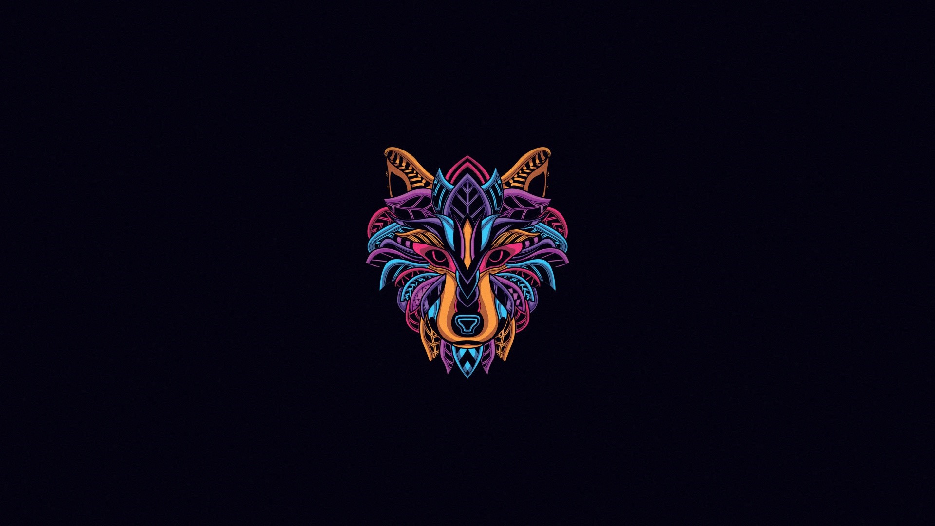 Colorful abstract wolf head illustration HD Wallpaper