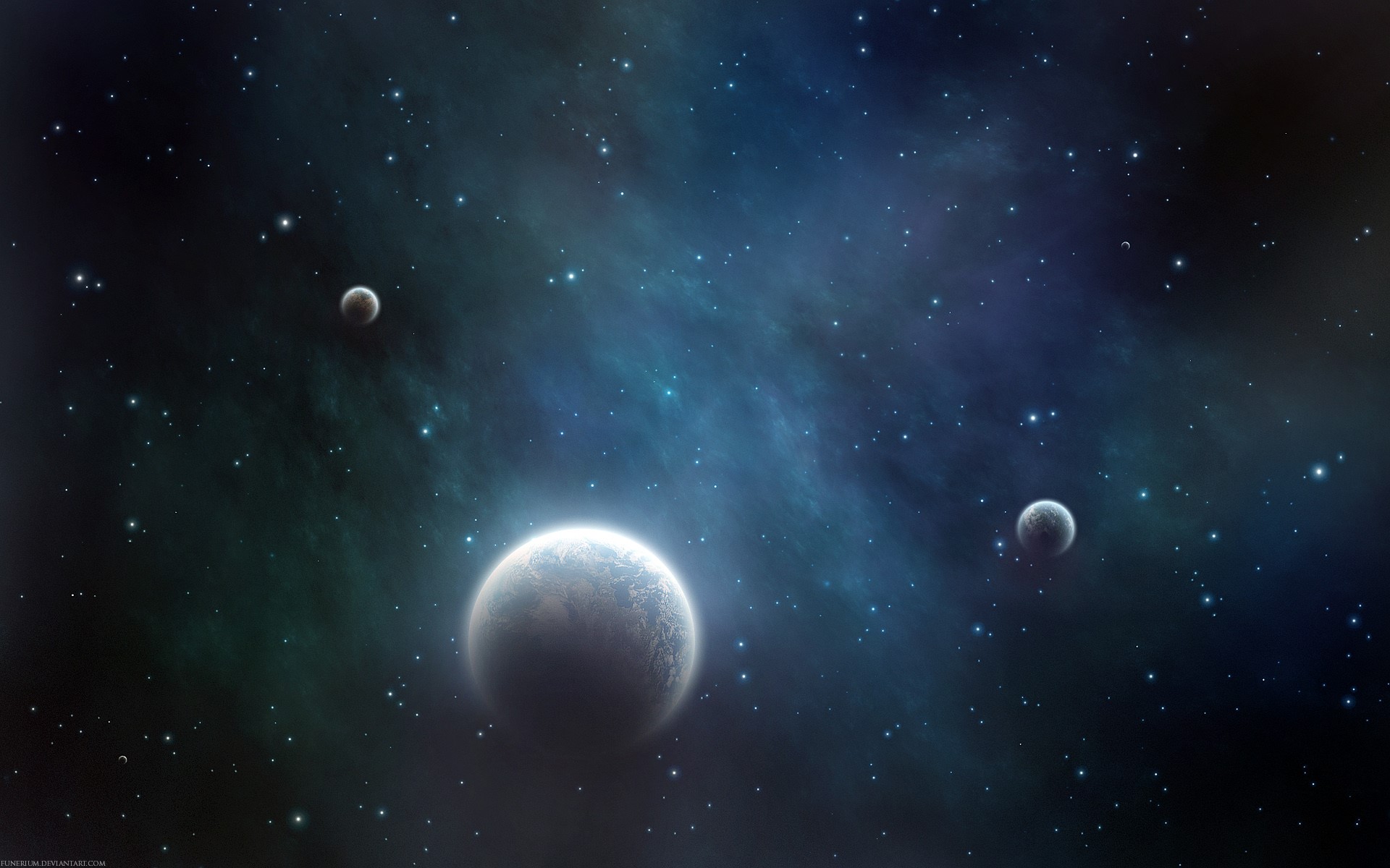 Space with planets and stars HD Wallpaper