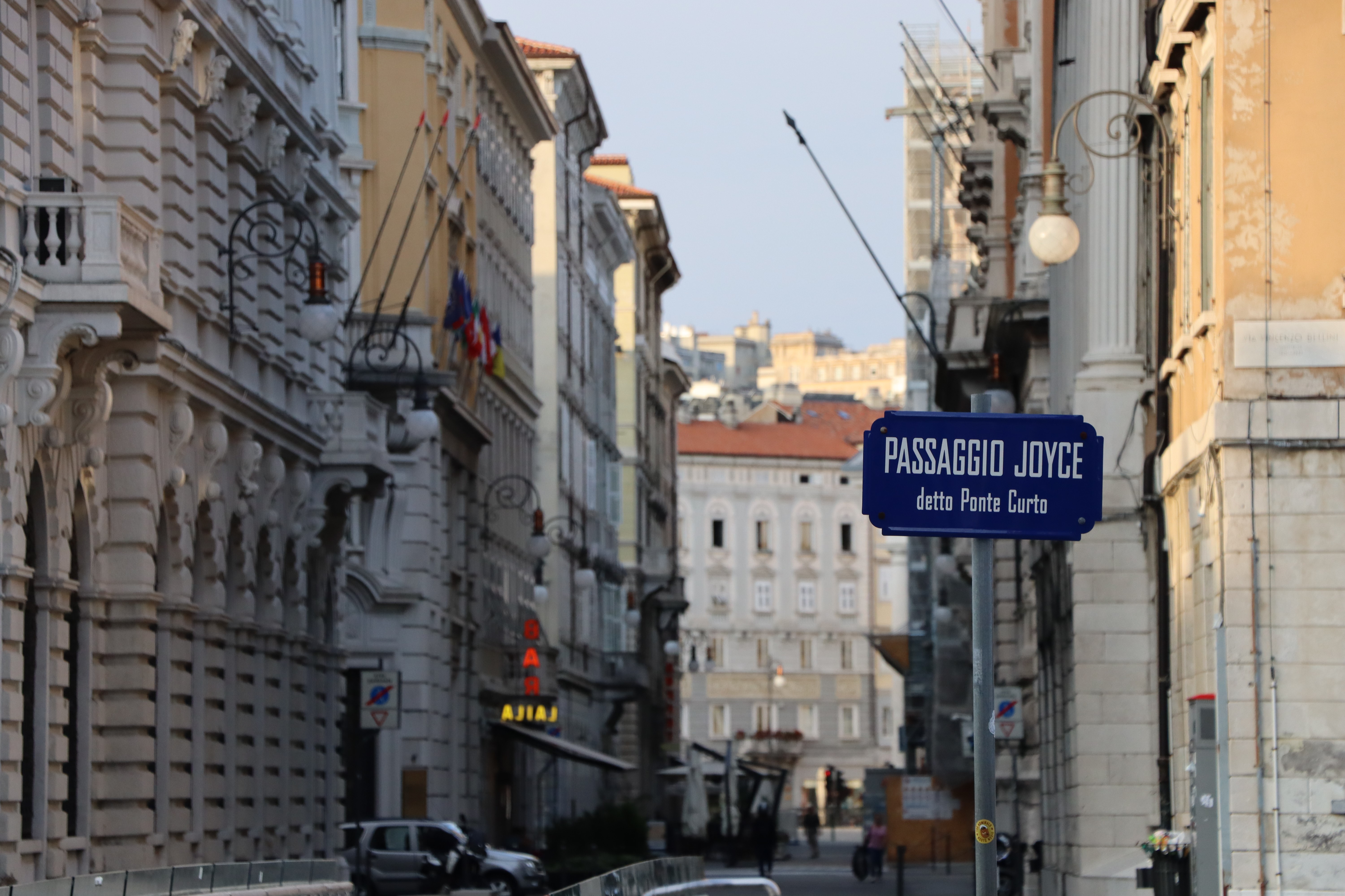 Passaggio Joyce street sign in Trieste, Italy HD Wallpaper