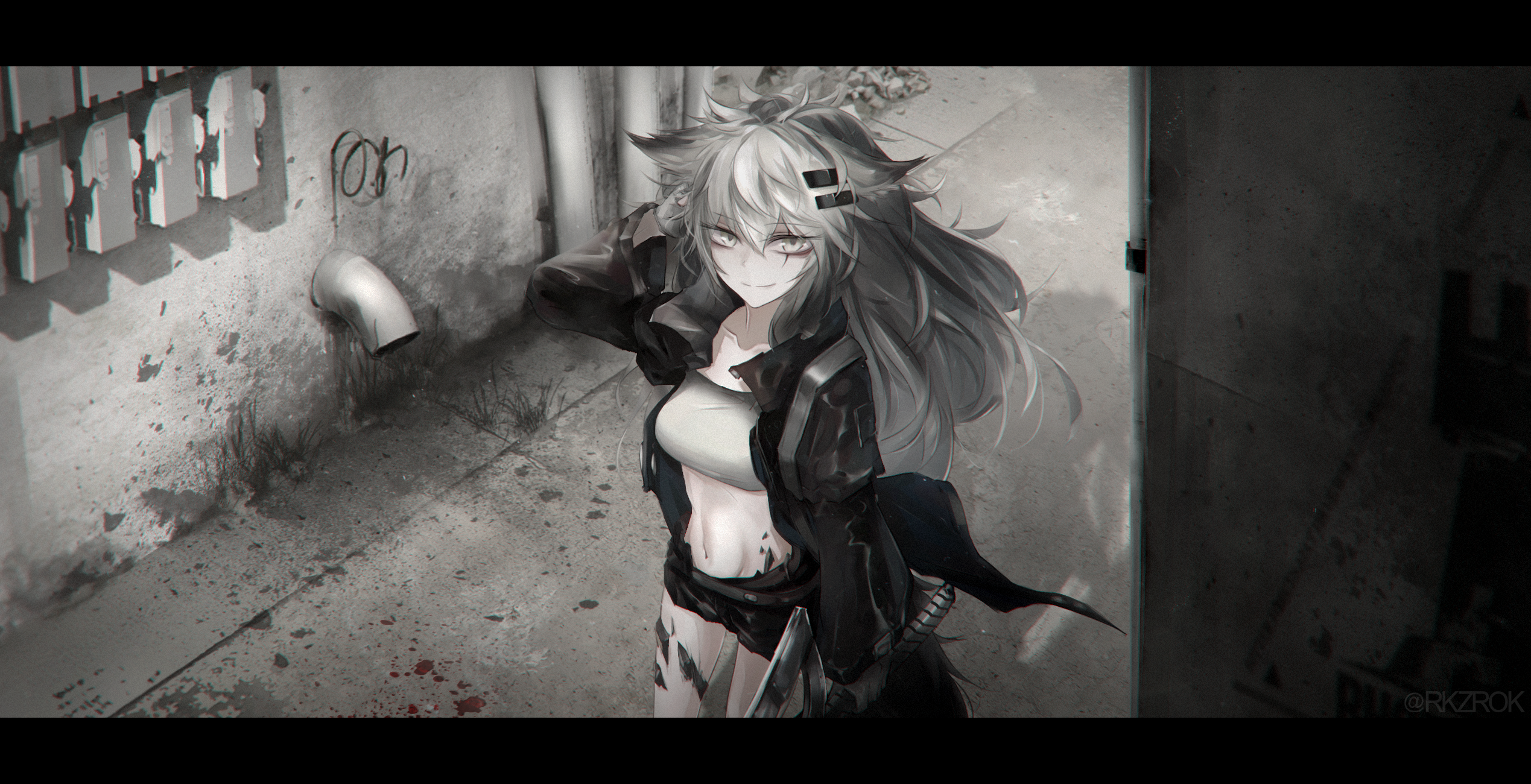 Lappland from Arknights in a gritty urban environment HD Wallpaper