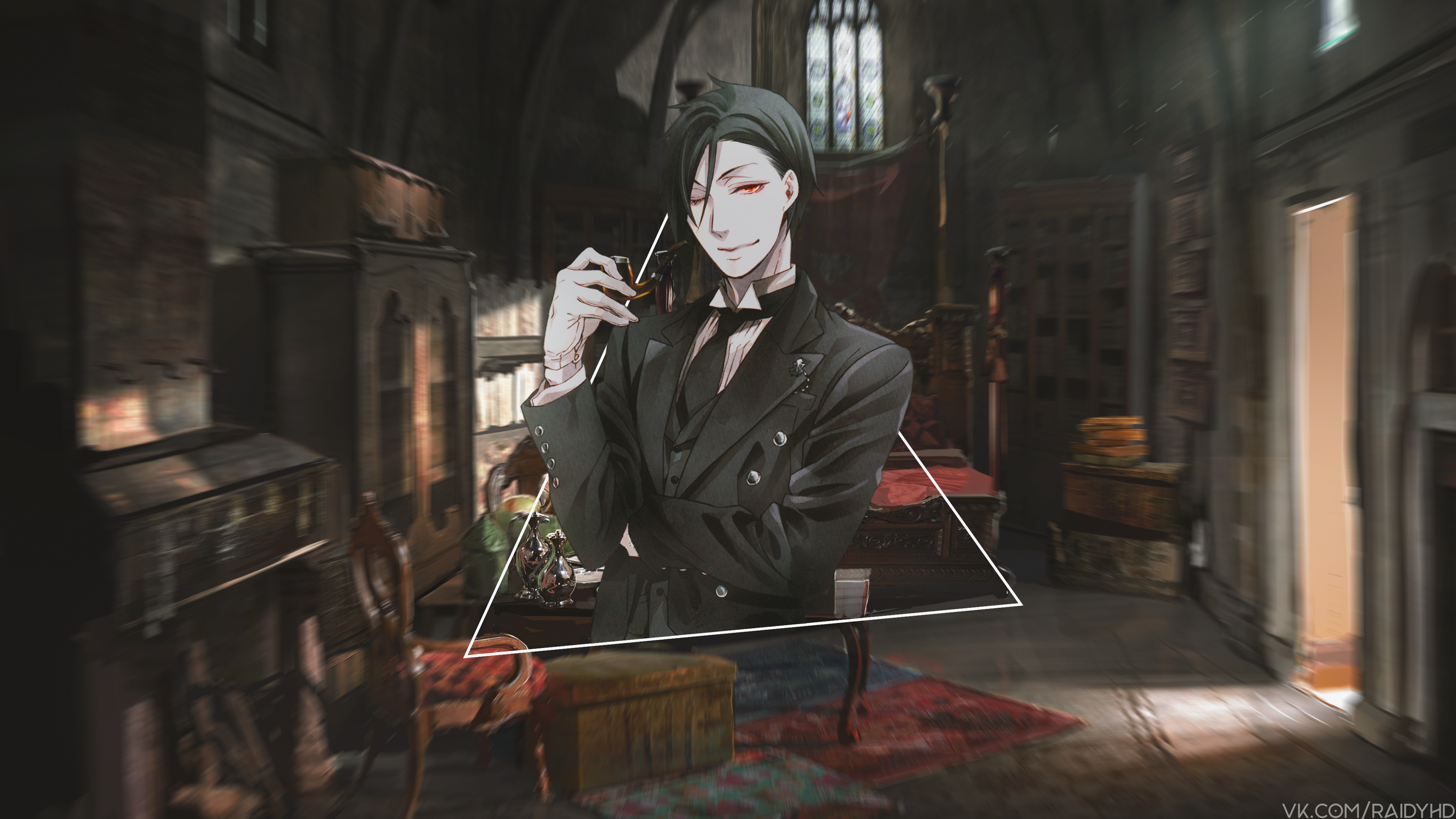 Sebastian Michaelis from Kuroshitsuji in a room HD Wallpaper