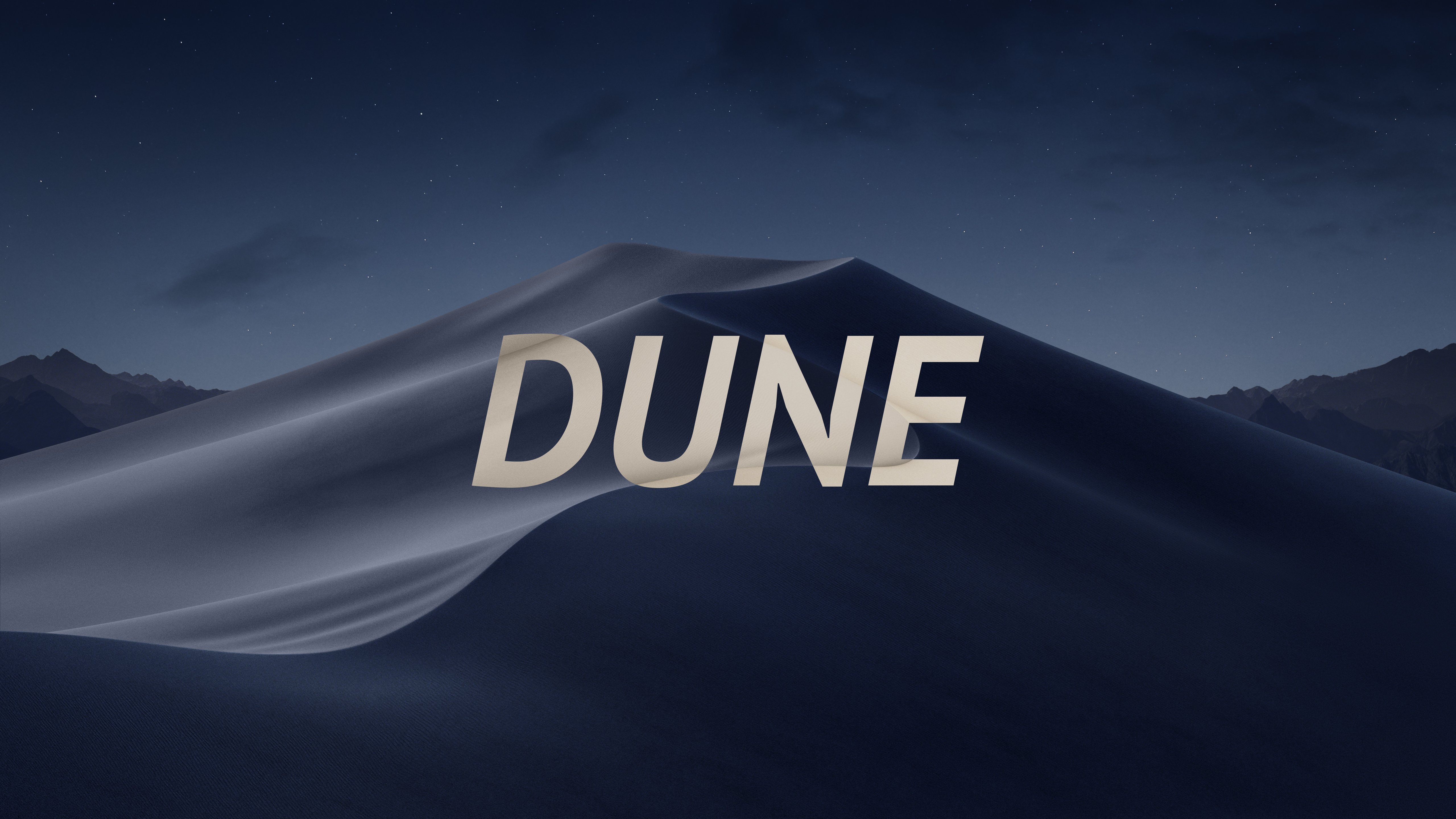 Dune typography over desert dunes at night HD Wallpaper