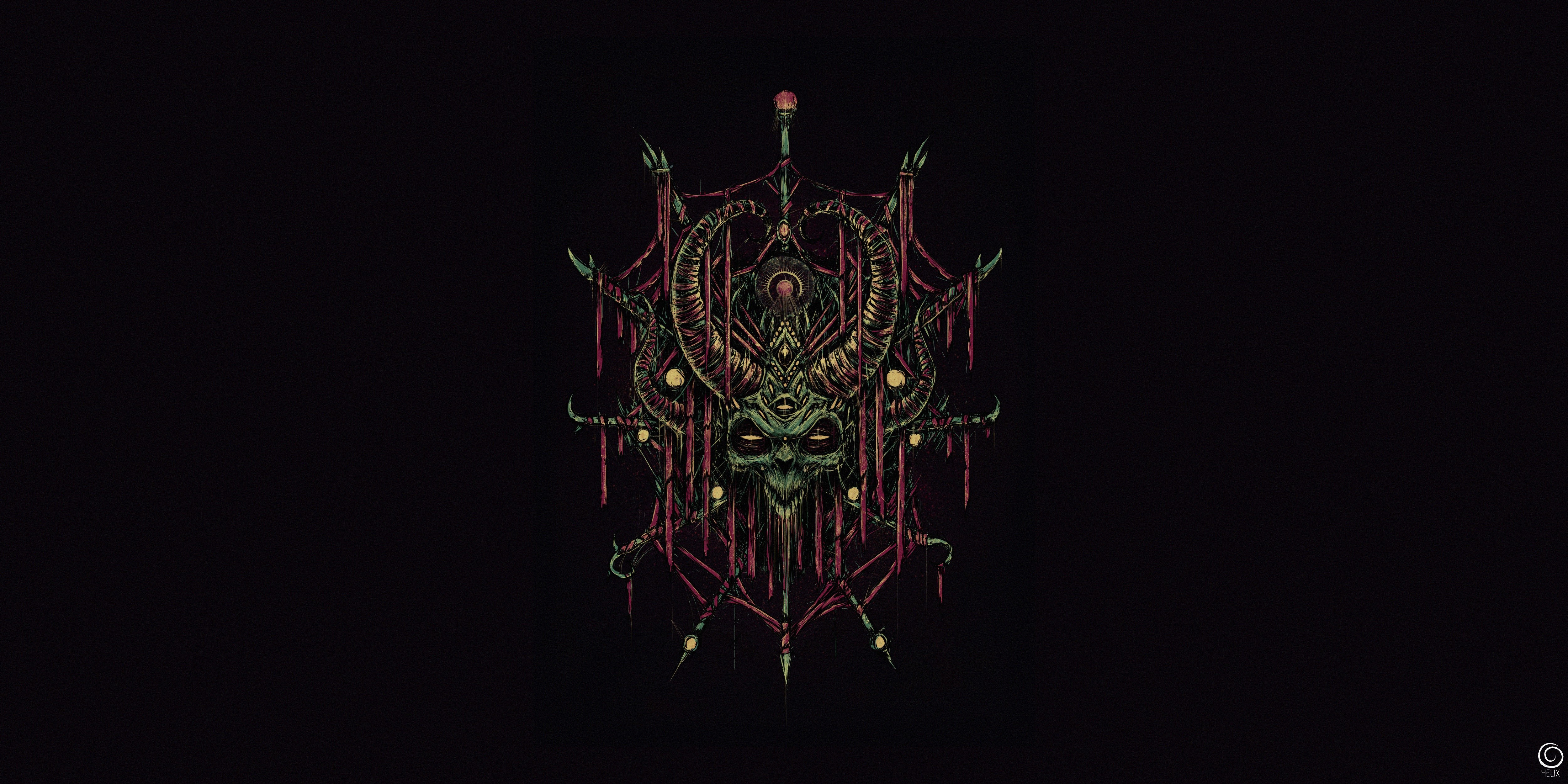 Creepy demonic skull artwork HD Wallpaper
