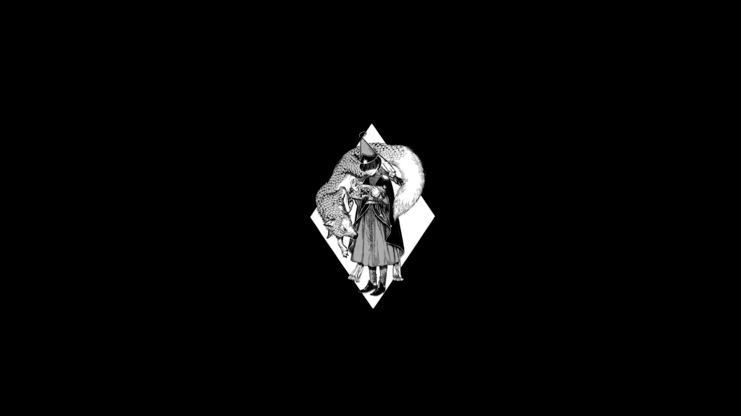 Person with a fox in a diamond shape HD Wallpaper