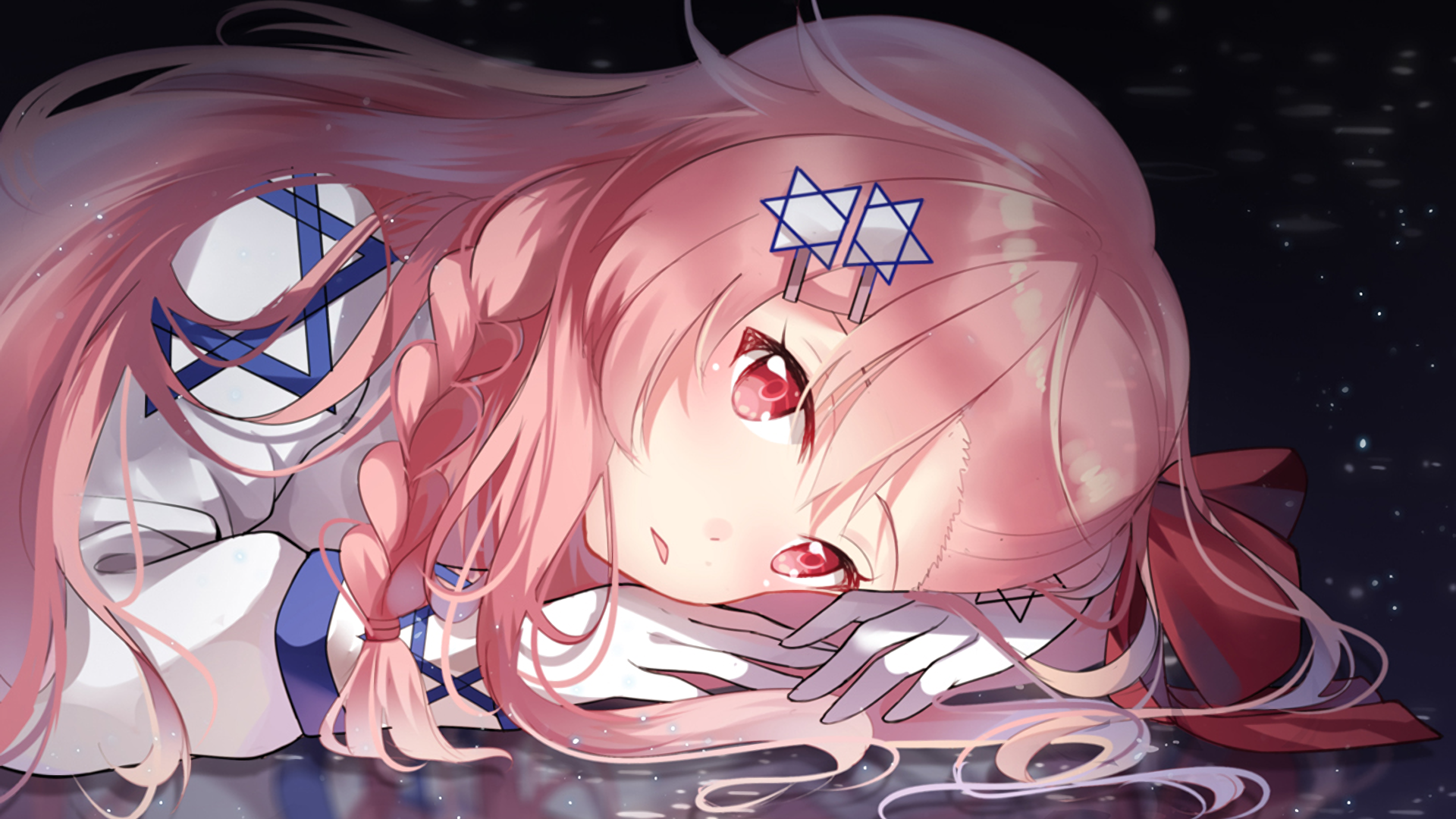 Negev from Girls Frontline with pink hair and red eyes HD Wallpaper