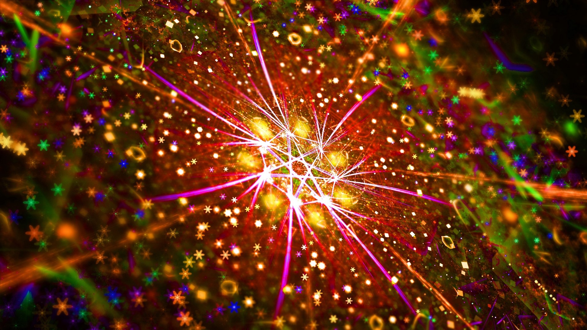 Colorful fractal artwork with starburst effect HD Wallpaper