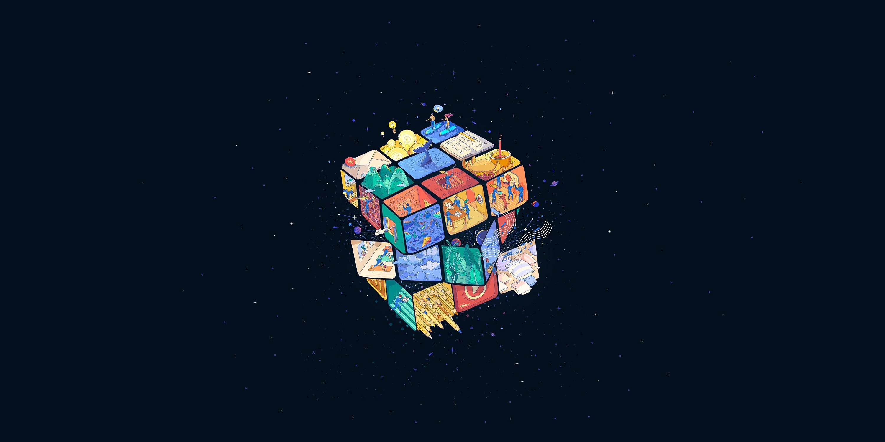 Abstract 3D Rubik's Cube Artwork HD Wallpaper