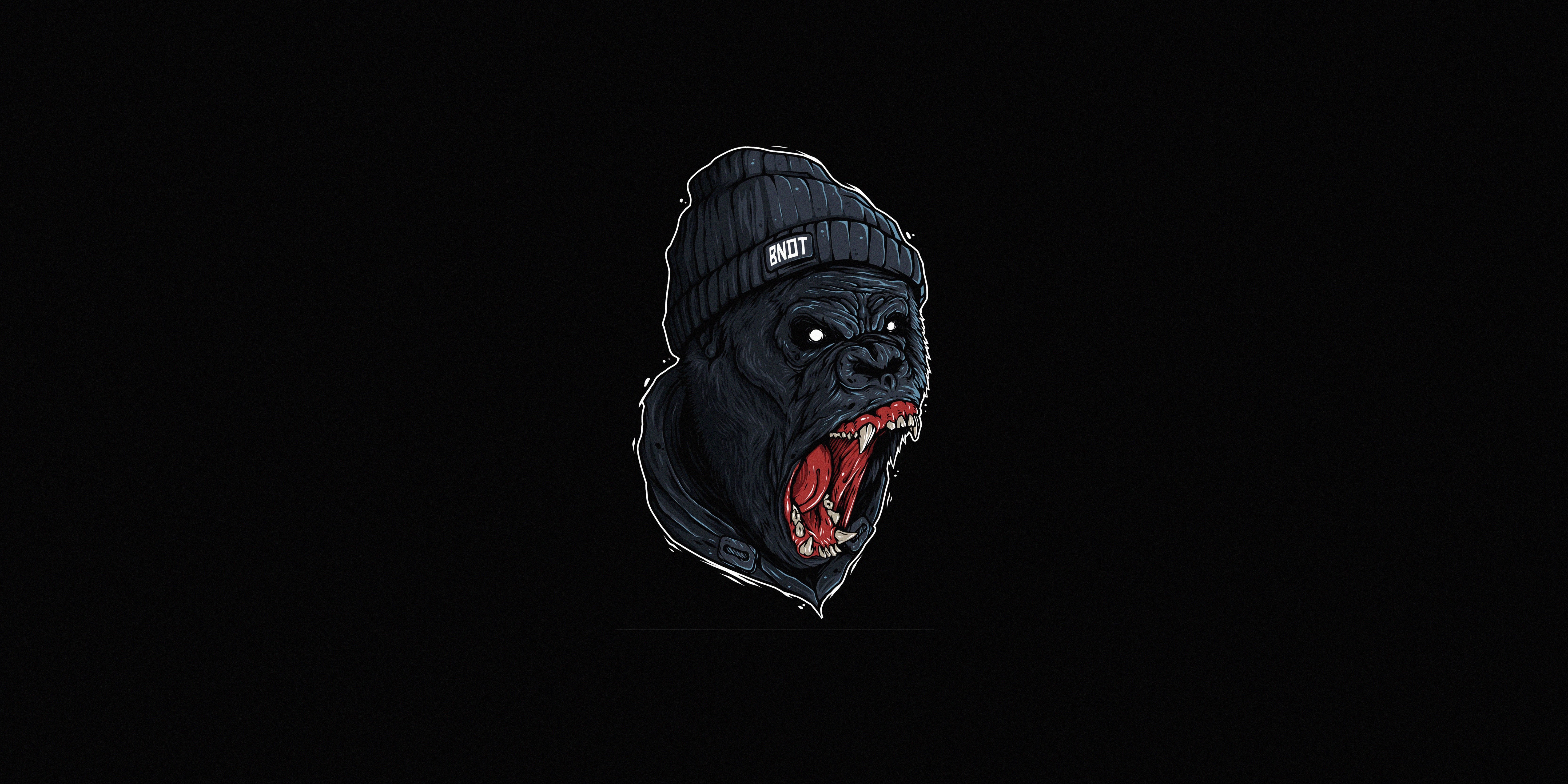 Gorilla wearing a beanie HD Wallpaper