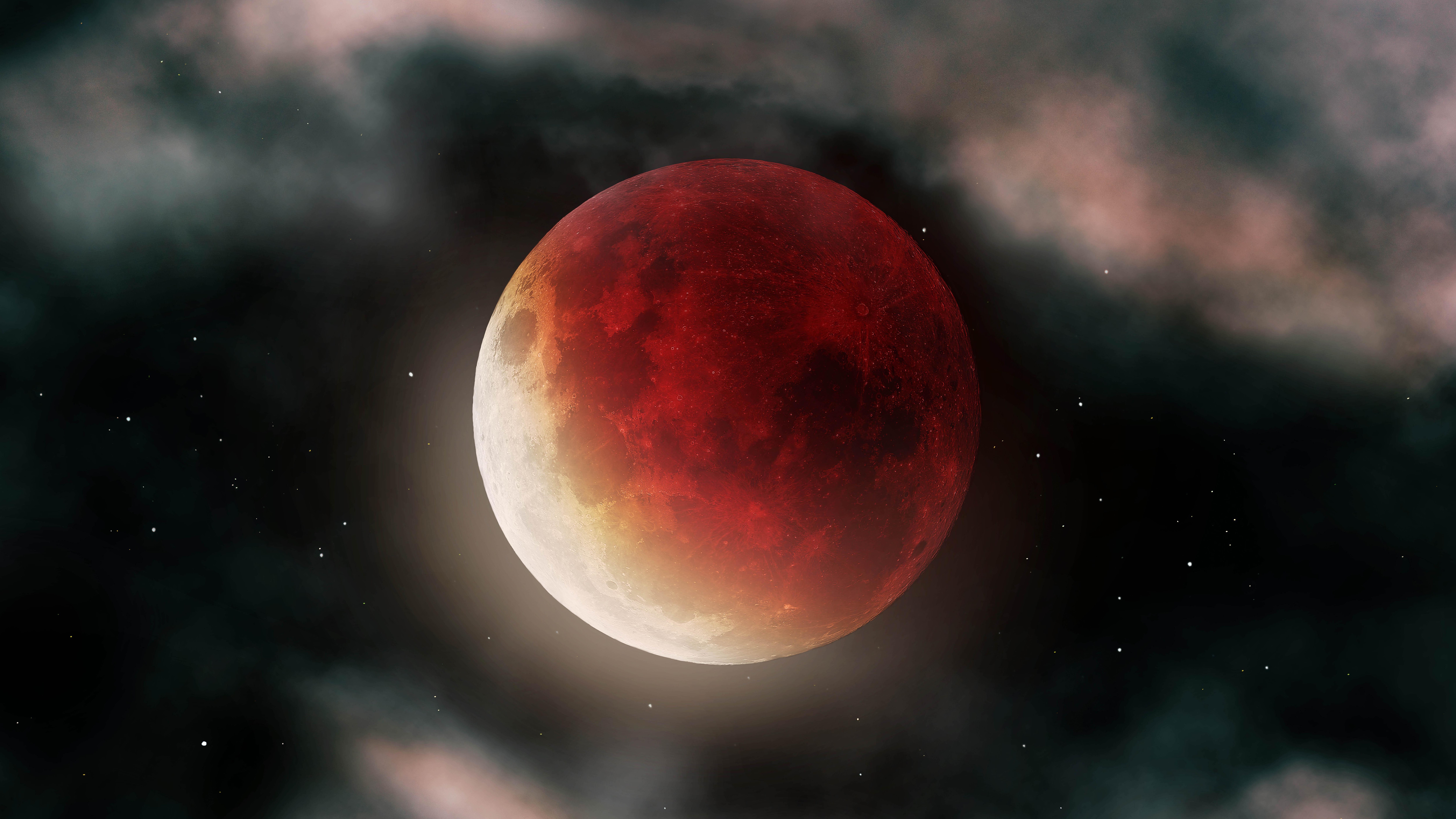4K Blood Moon in Space HD Wallpaper