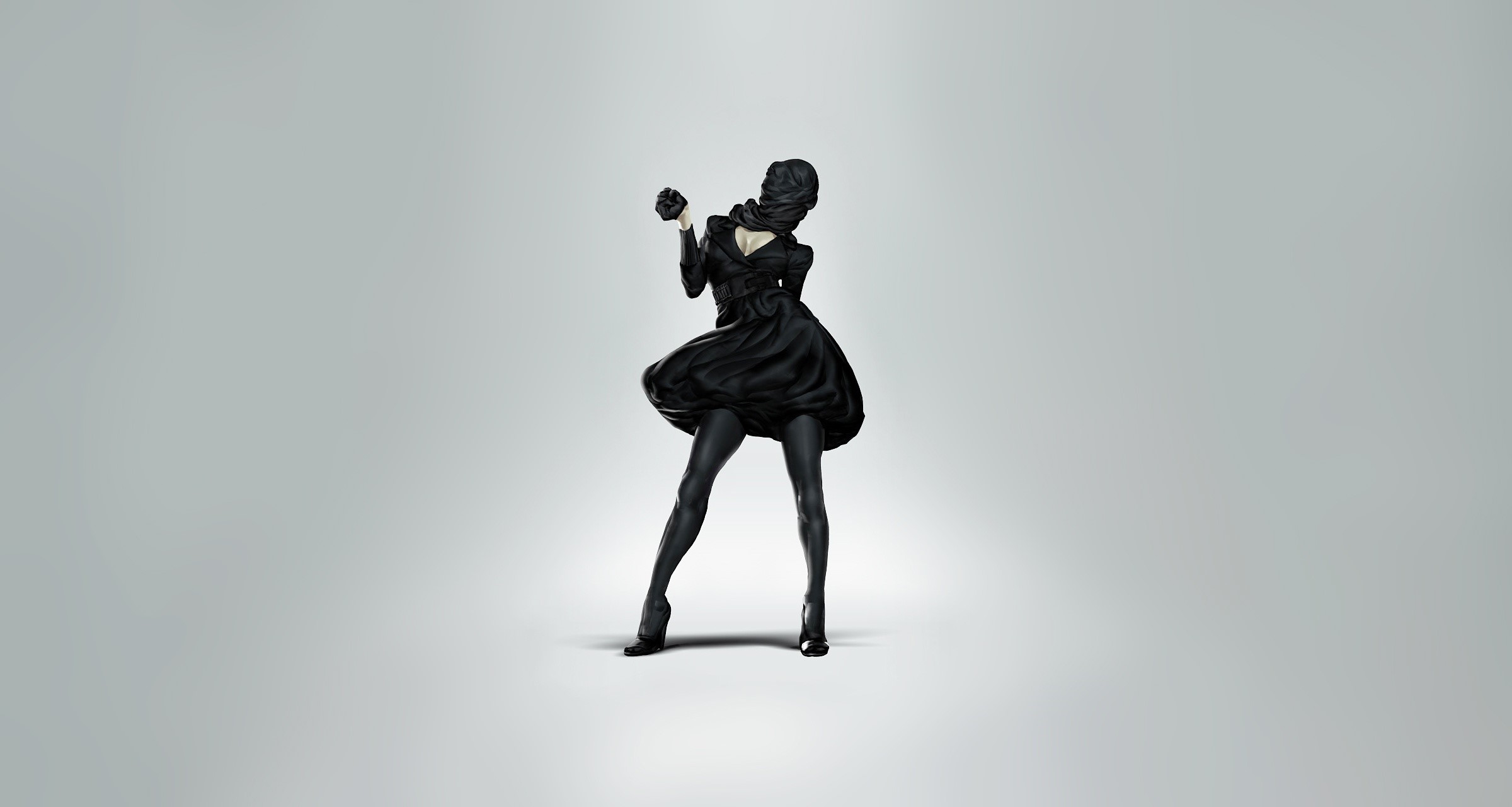 Woman in black dress and tights HD Wallpaper