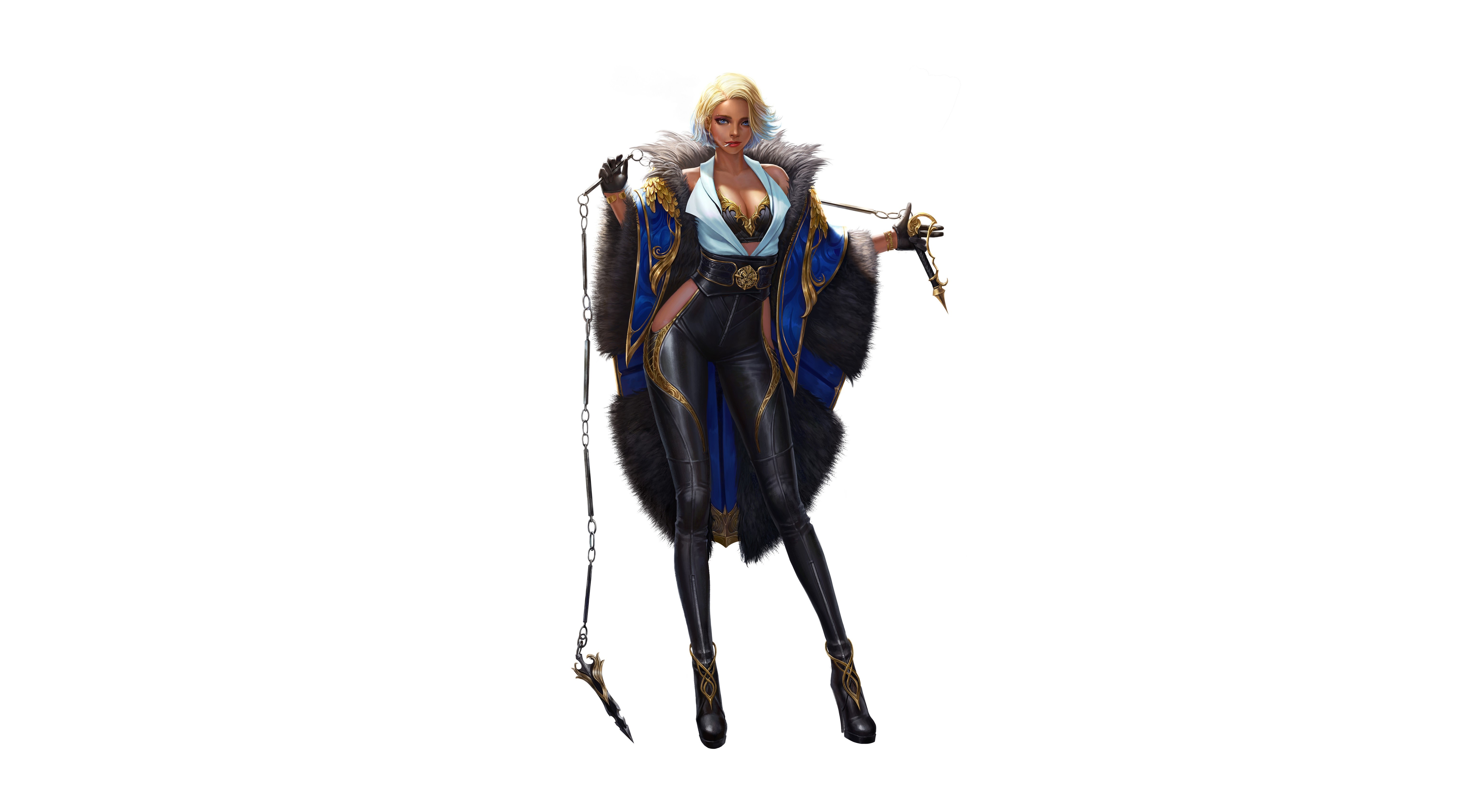 Fantasy girl with whip and sword HD Wallpaper
